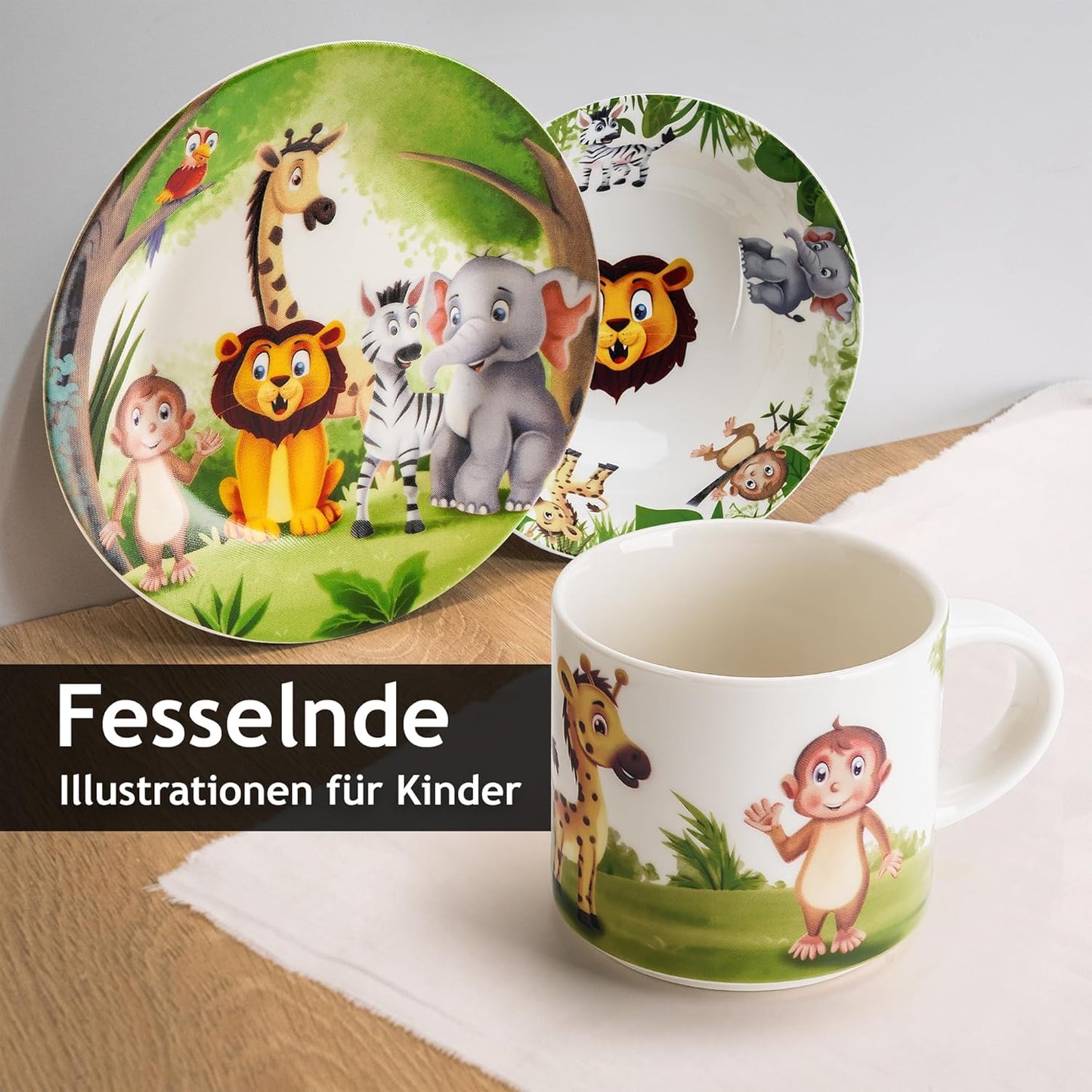 3er-Kindergeschirr-Set Dschungel, Dschungel