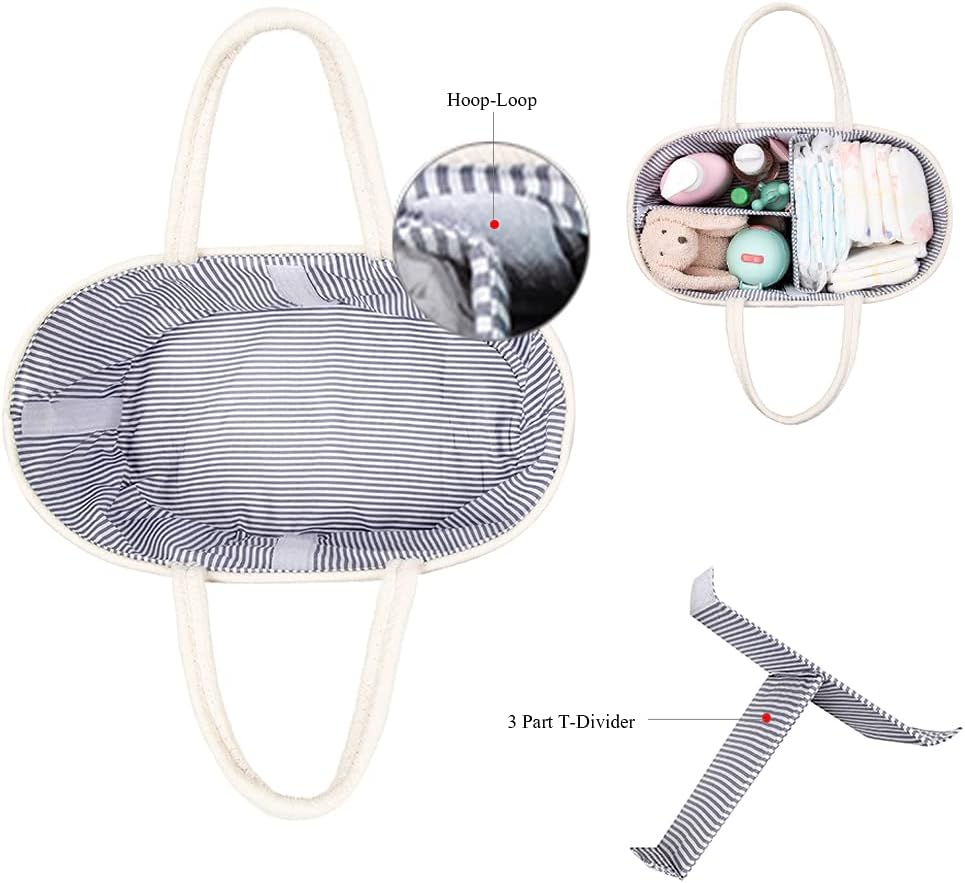 Windel Caddy Organizer mit wechselbaren Fächern, L 8 Gu Grey