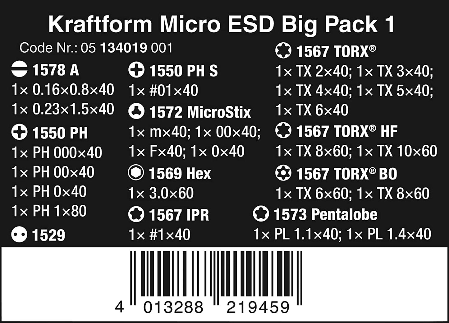 Kraftform Micro ESD Big Pack 1 Schraubendreher-Satz, Bundle mit Magnet SB