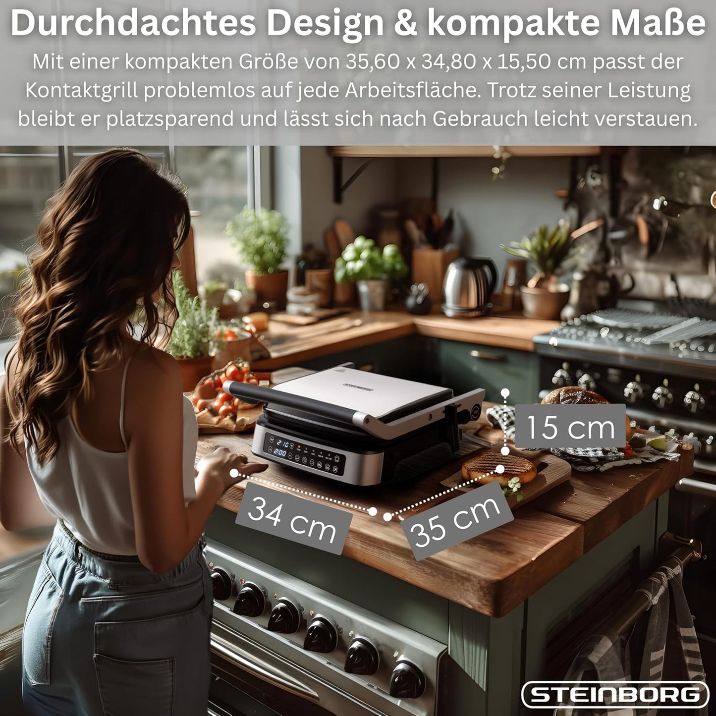 Kontaktgrill mit Touch-Display & abnehmbaren Platten