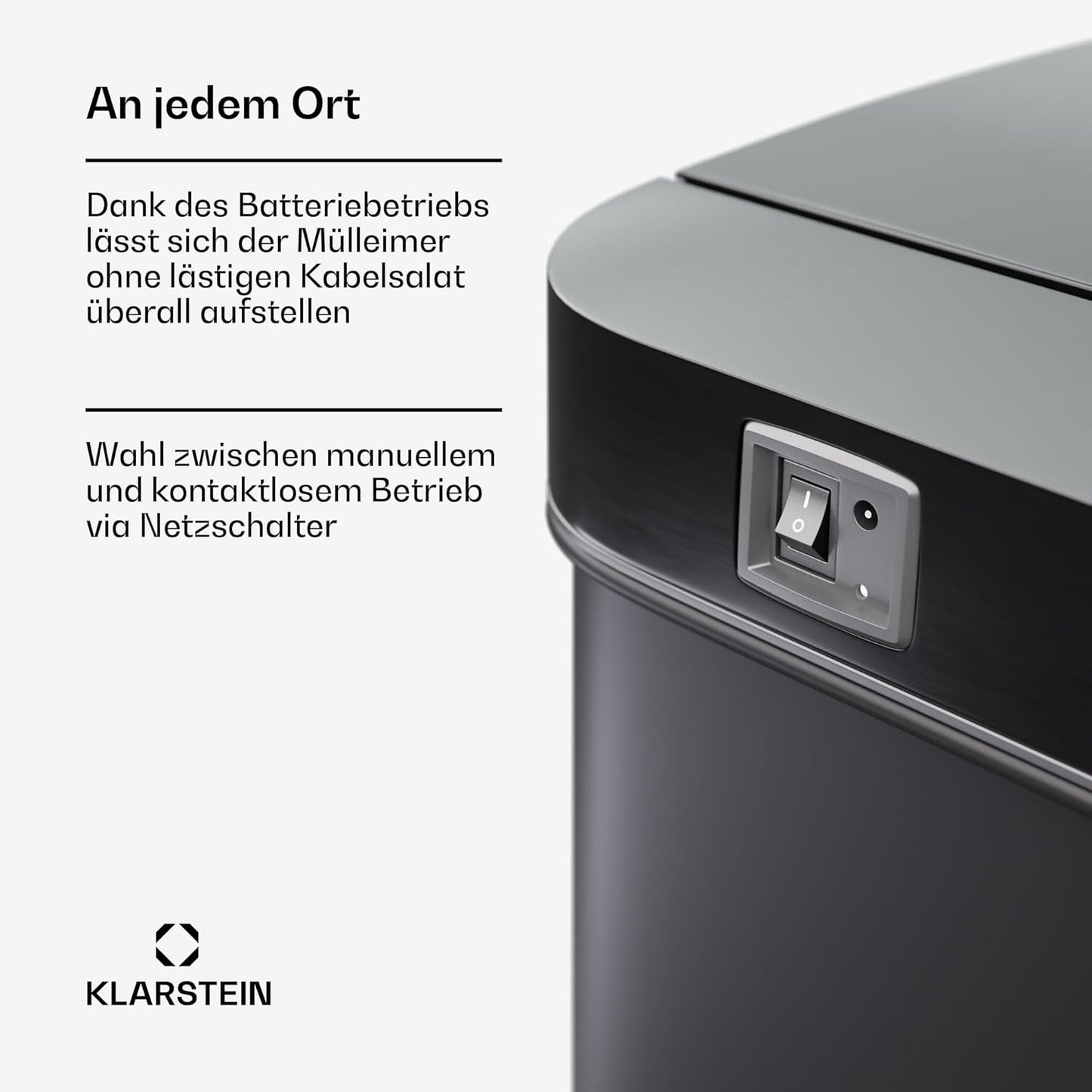 Sensor-Mülleimer mit Soft-Close, 50 L Schwarz