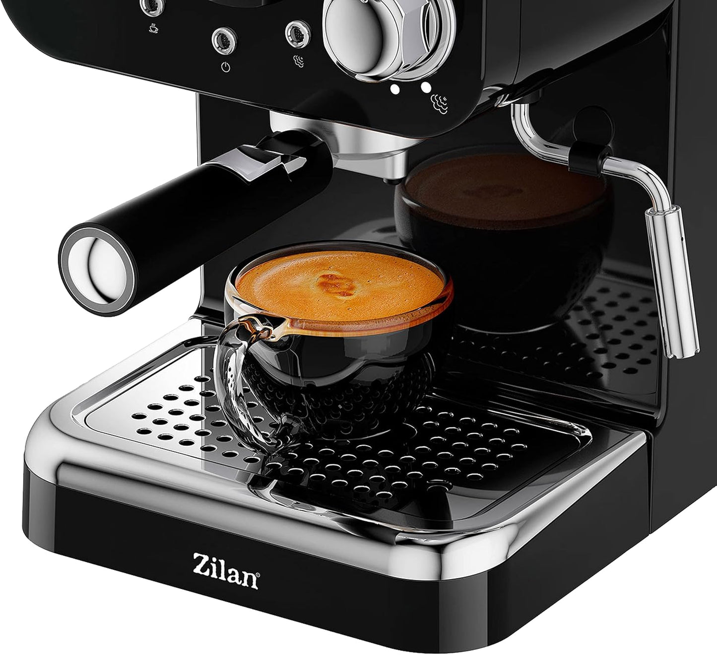 Espressomaschine mit Milchaufschäumer, Retro Design