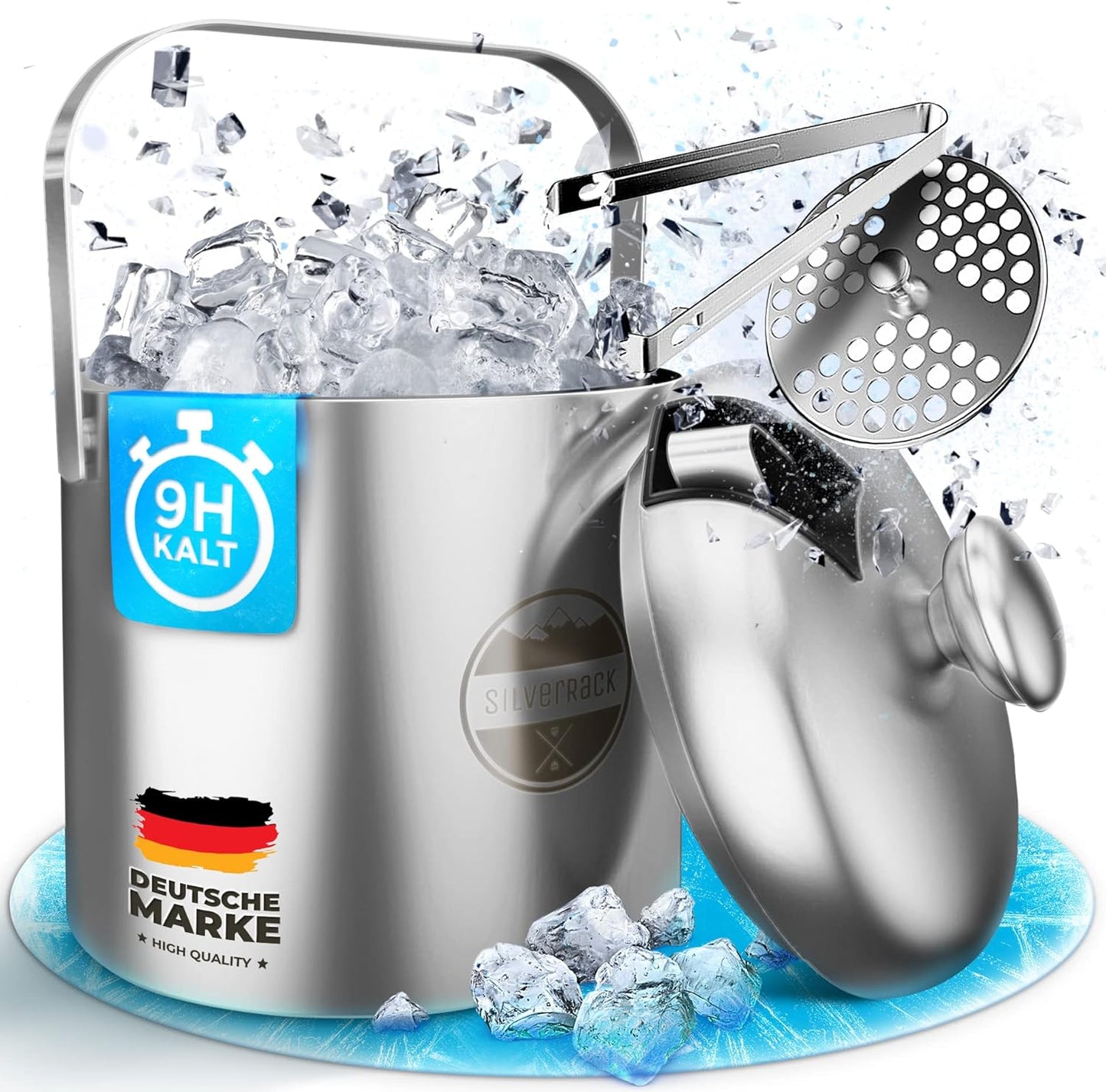 Eiswürfelbehälter mit Deckel und Zange, 1. Basic