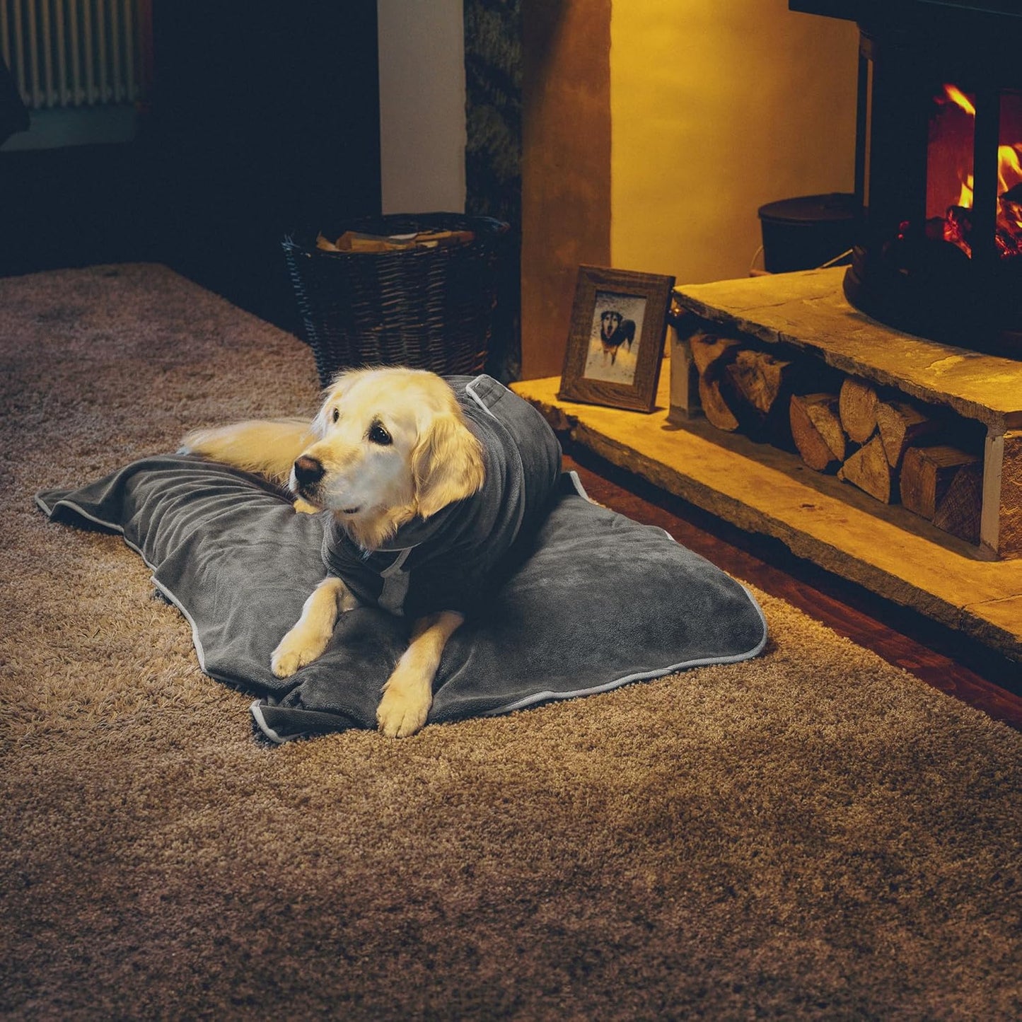 Hundebademantel für grosse Hunde, GIANT Grau