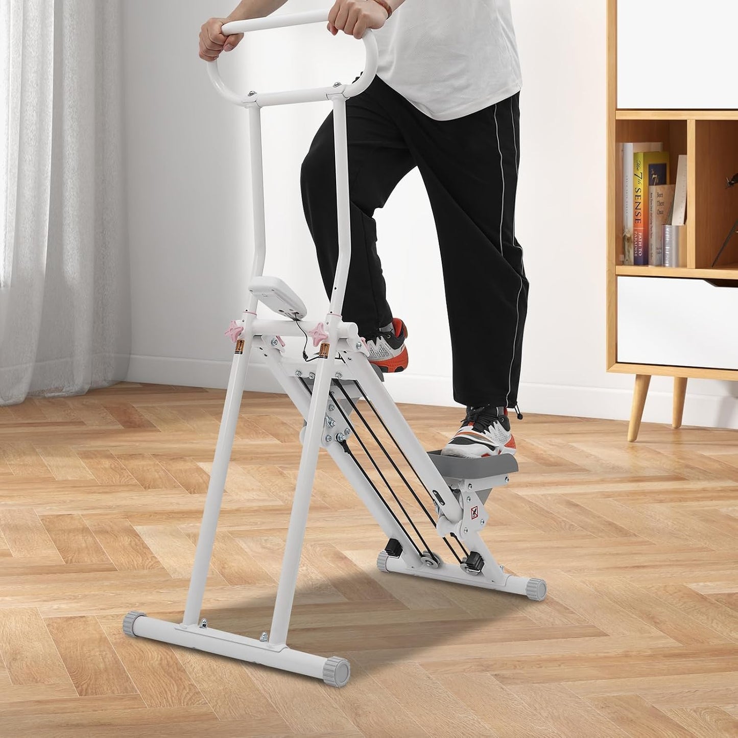 Vertikale Klettermaschine mit LCD-Display, Weiss
