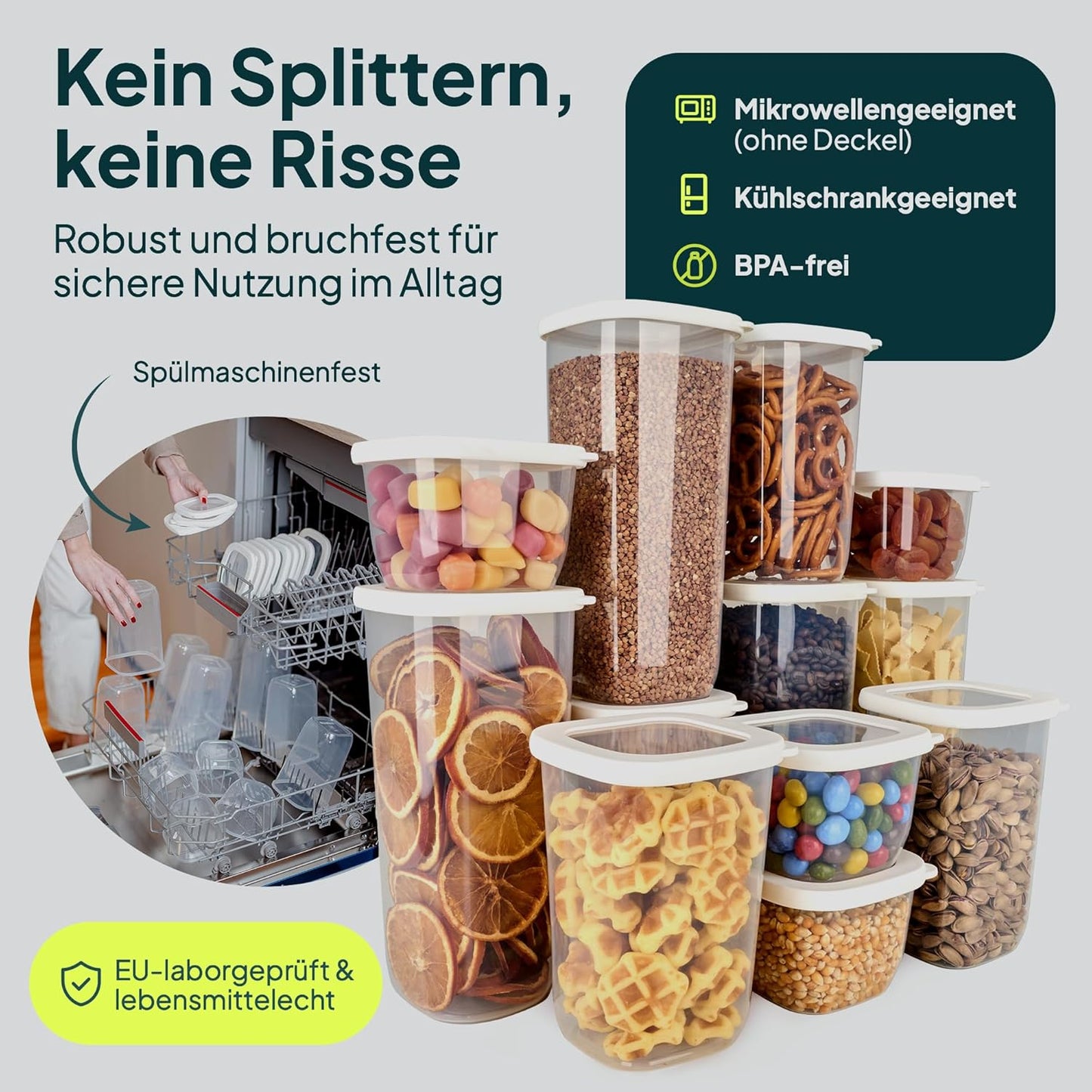 12er-Set Vorratsdosen, 12 Mix-weiss