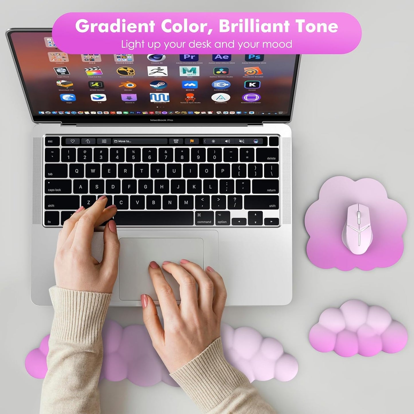 Ergonomisches Handgelenkauflagen-Set für Tastatur & Maus, Rosa