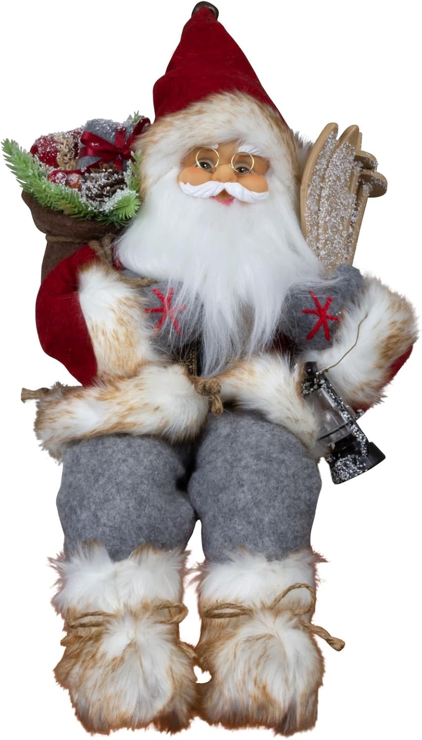 Sitzender Weihnachtsmann Alvar, Kantenhocker, Red, Grey
