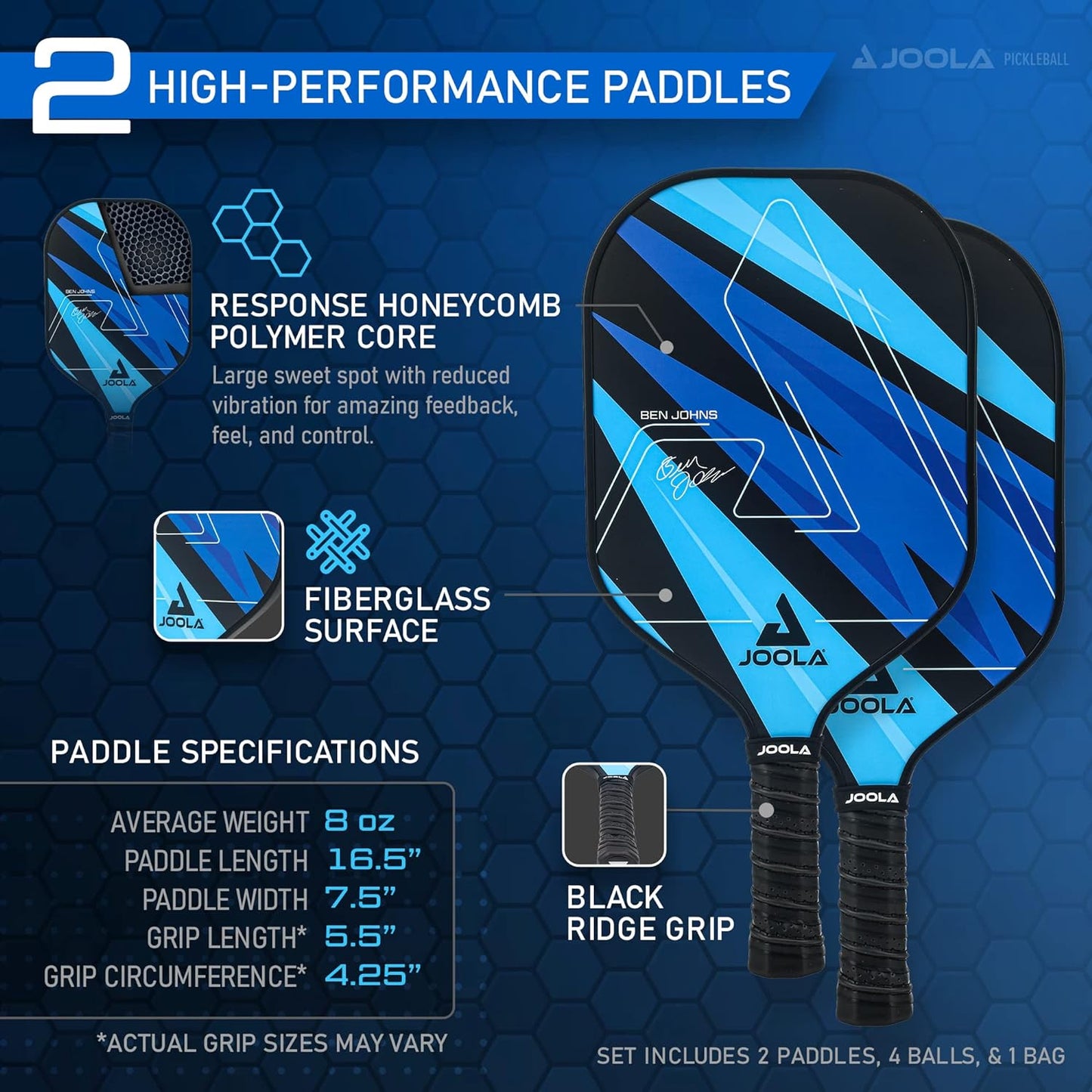 7-teiliges Pickleball Set, Blue Lightning