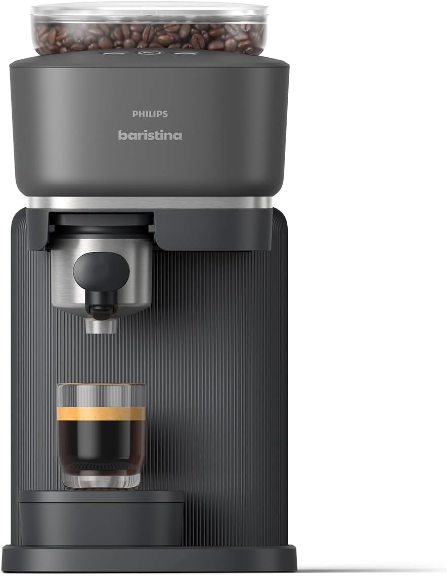 Baristina BAR300/60 mit Siebträger und Mahlwerk, Schwarzgrau mit Schwarzem Siebträger
