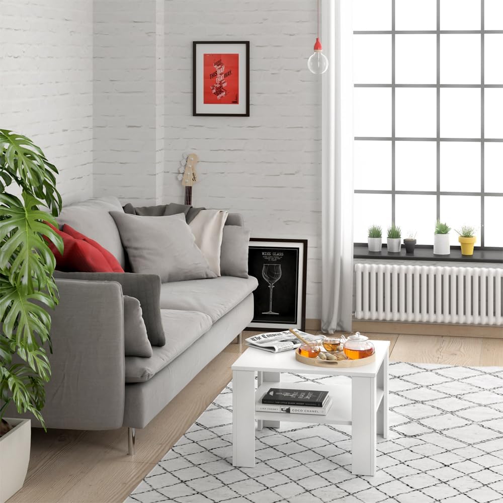 Couchtisch Homer, Weiss, 60x42x60 cm