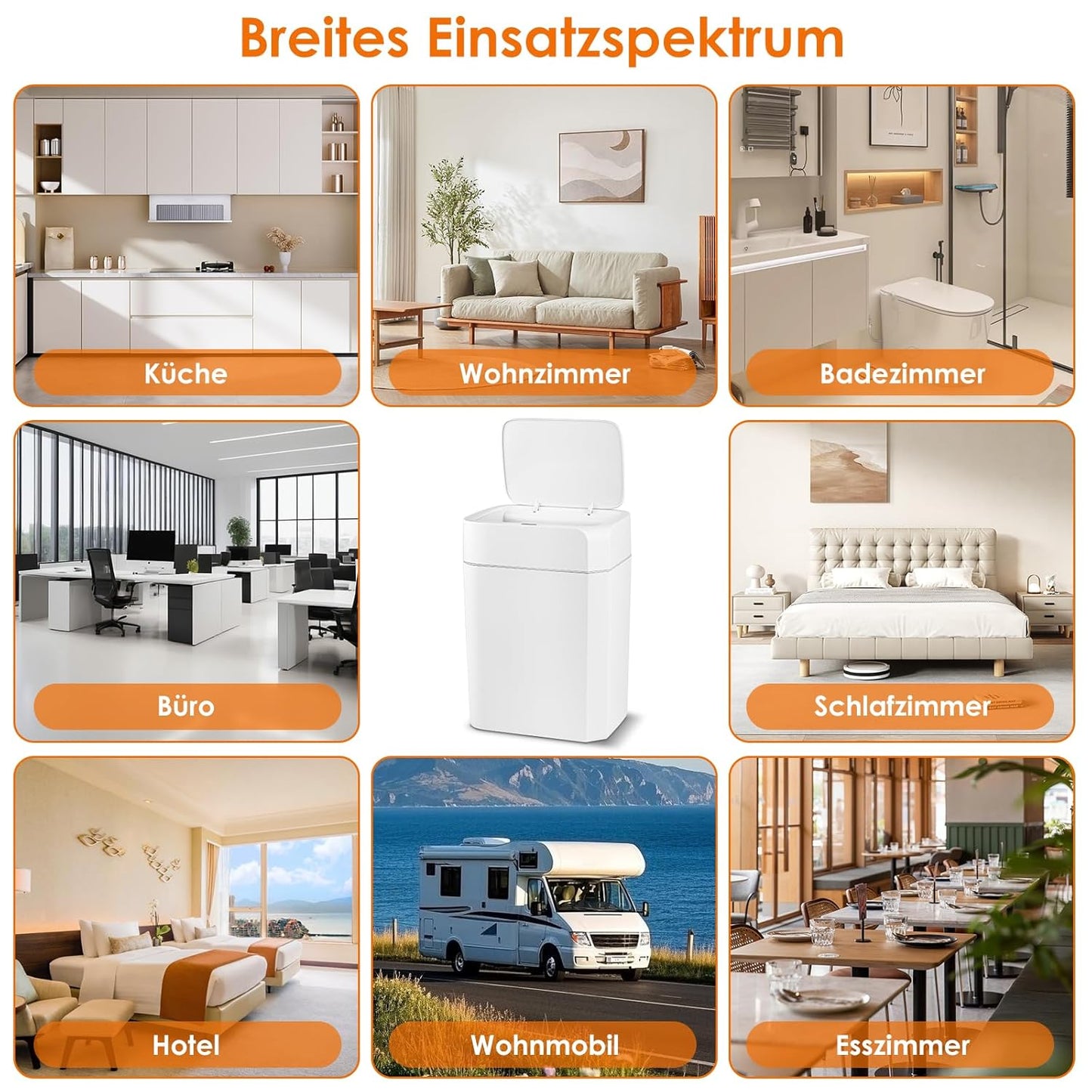 Automatik Touchless Mülleimer mit Sensor, Weiss