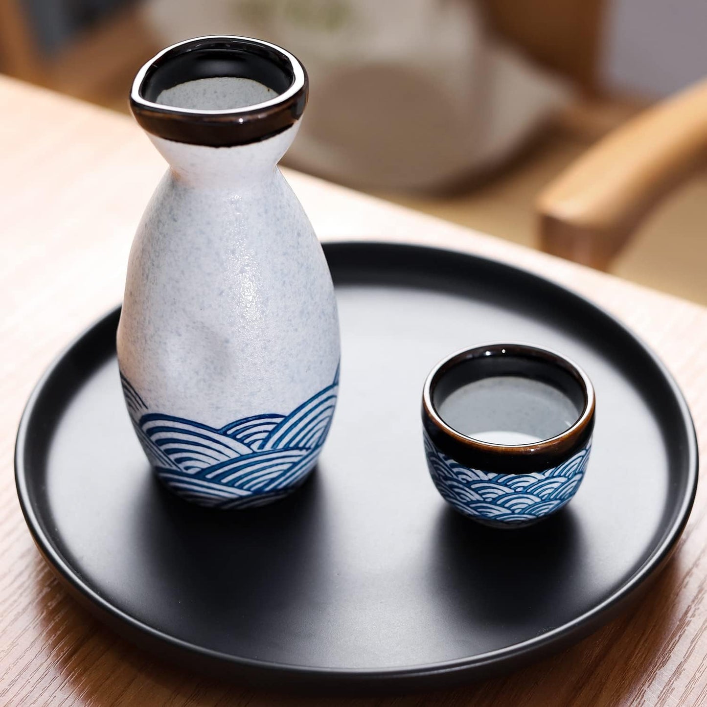 7-teiliges Sake-Set für heisse oder kalte Sake, Grau