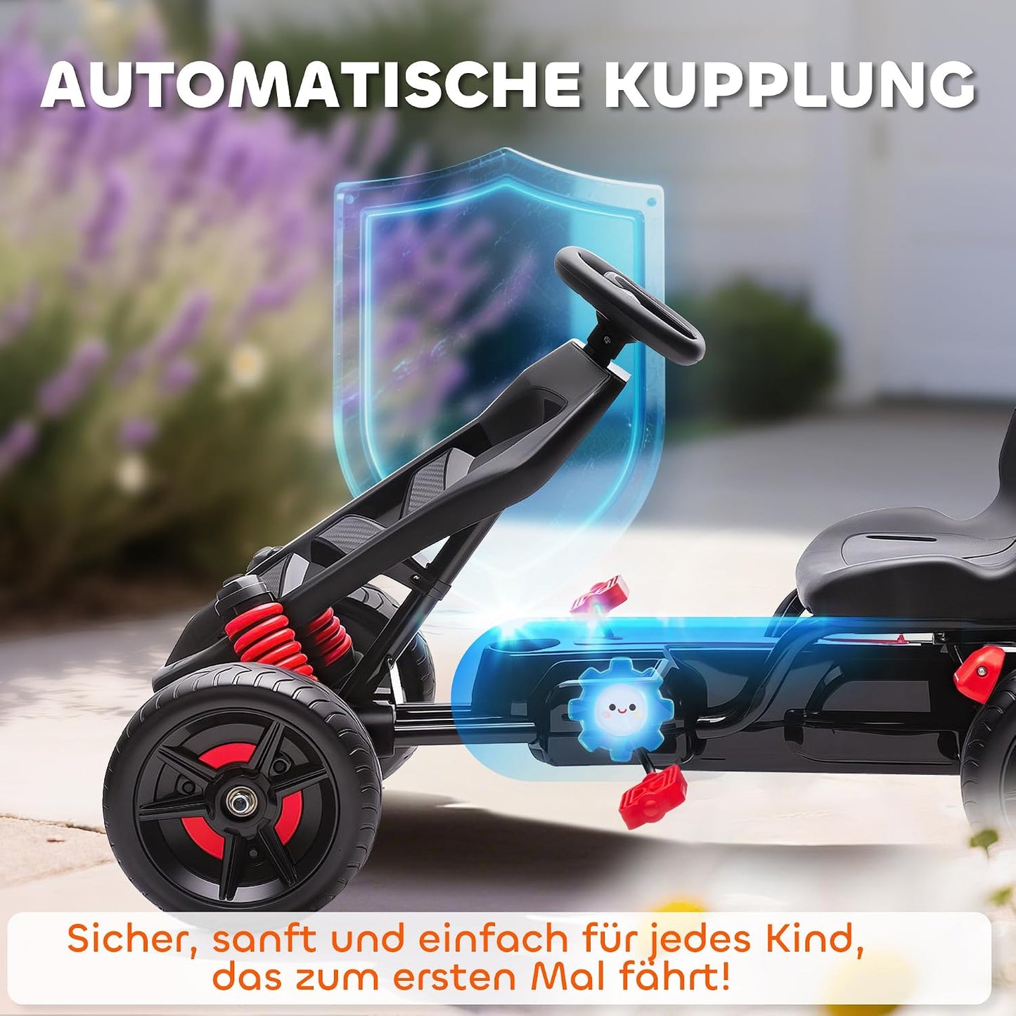 Gokart Tretauto mit Handbremse, Rot