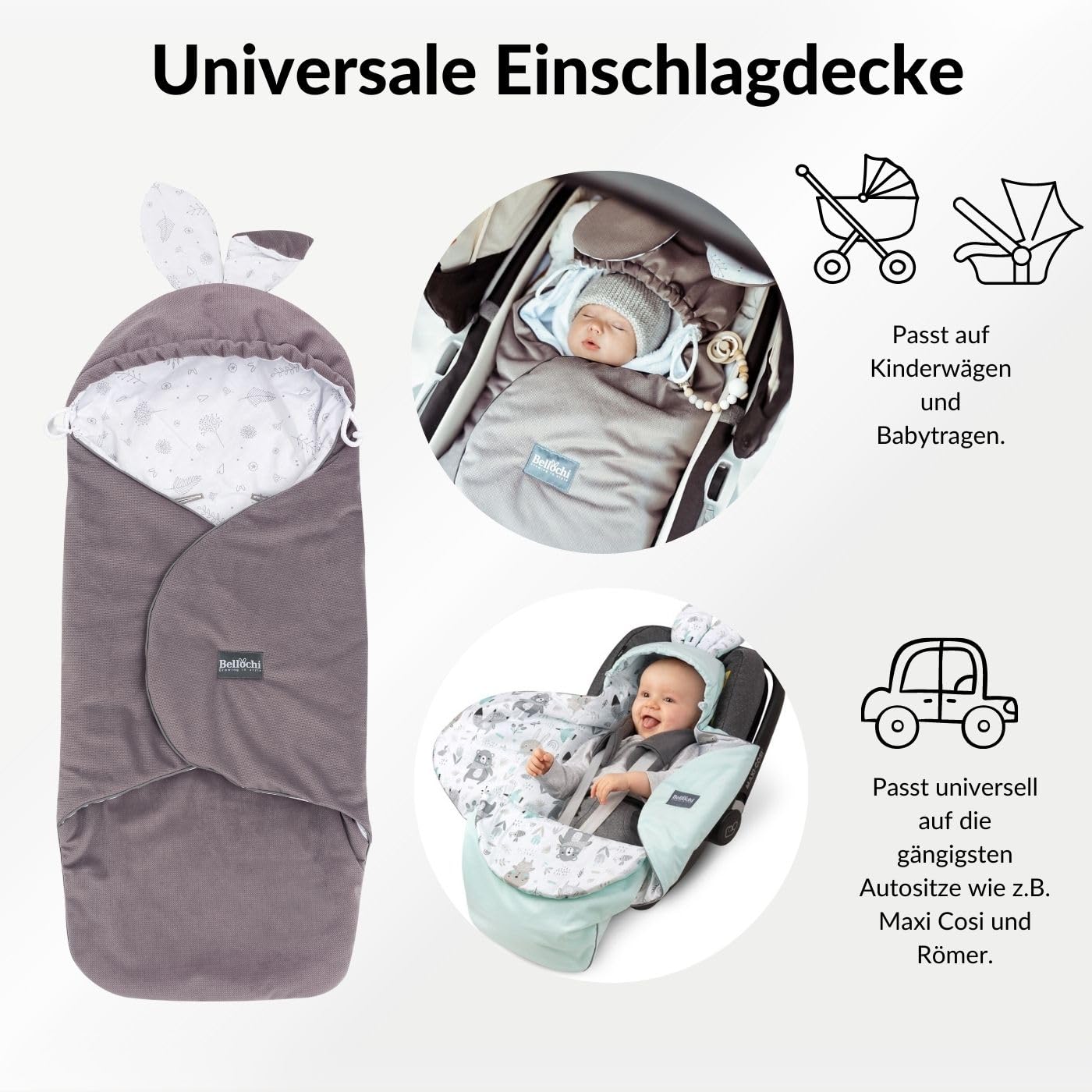 Einschlagdecke für Babyschale und Kinderwagen, Toffi
