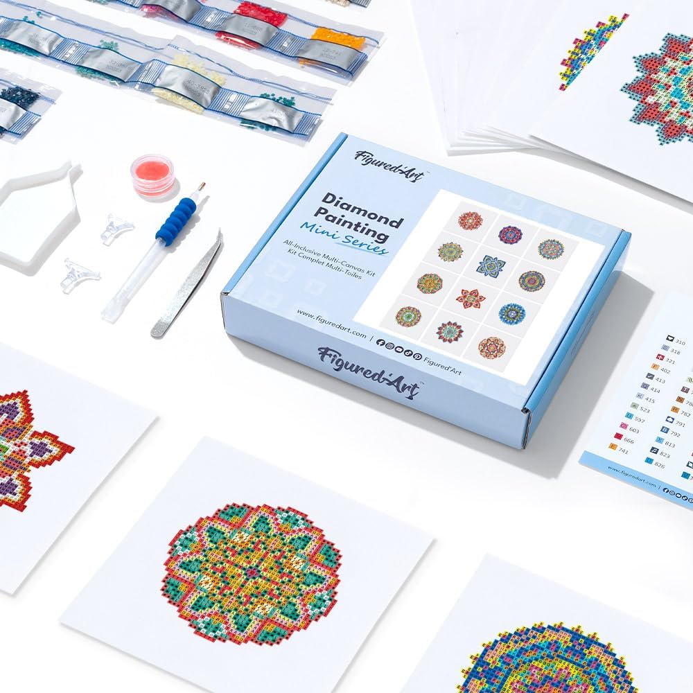 Mini Serie Diamond Painting Set mit 12 Stück, Mandalas PROBLEMYOUMUSTCHECK