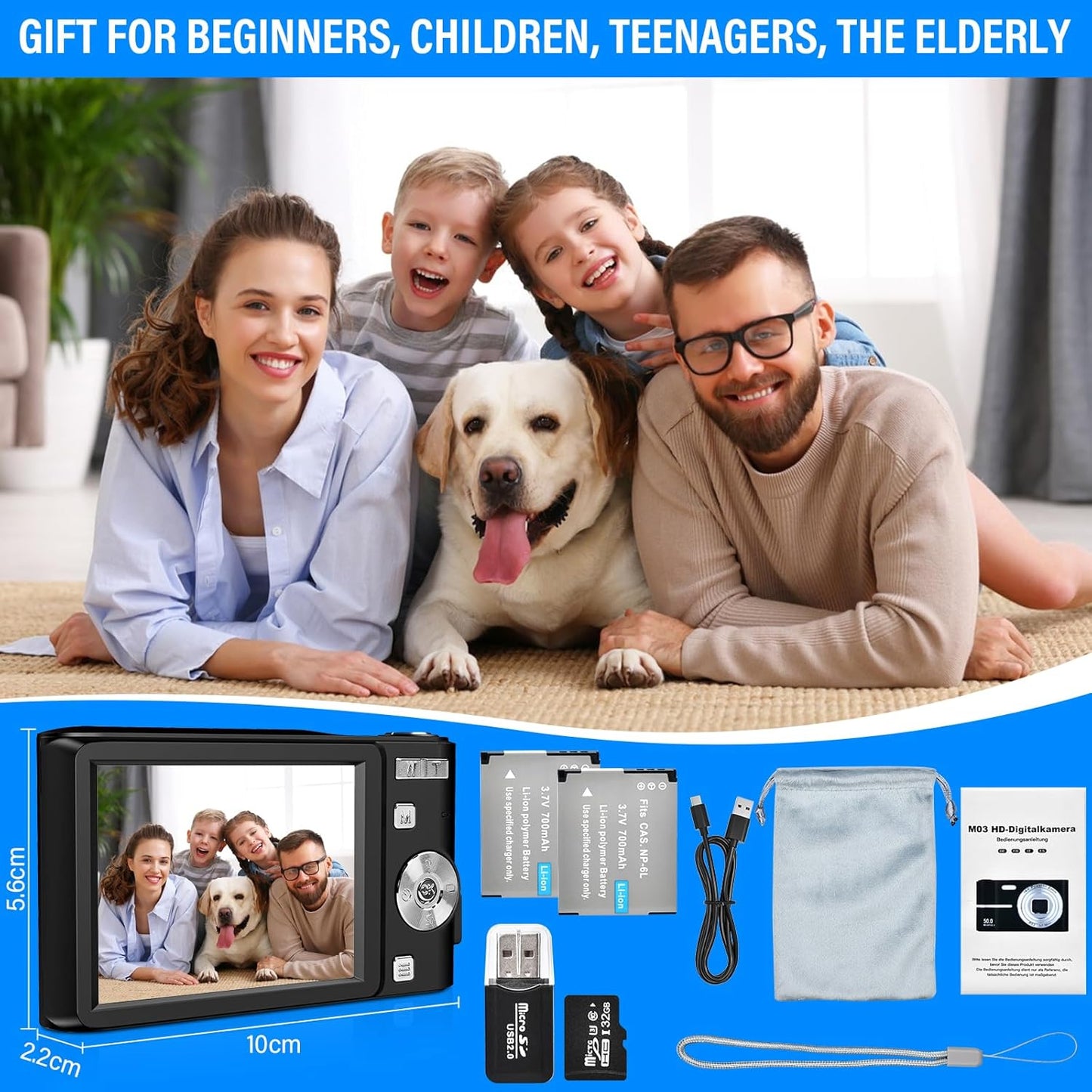 M03 Digitalkamera 50MP 1080P FHD mit Autofokus