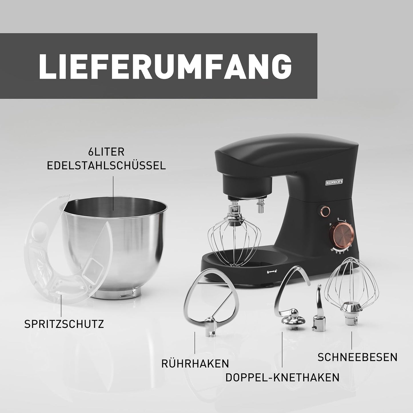 Küchenmaschine mit XL-Rührschüssel, Titan