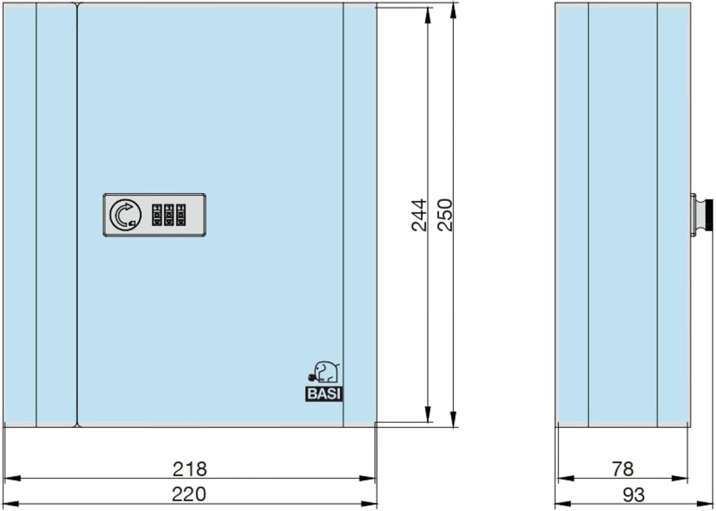 Schlüsselkasten mit 28 Haken und Zahlencode, 28 Haken