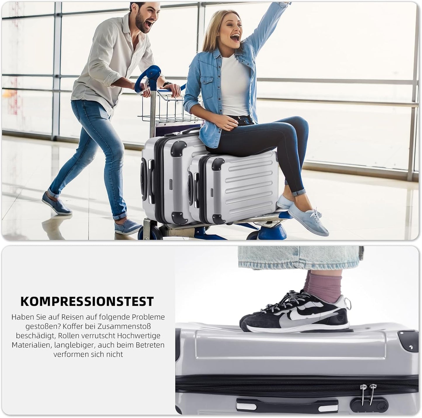 3-tlg. Hartschalenkoffer-Set, Silber SET