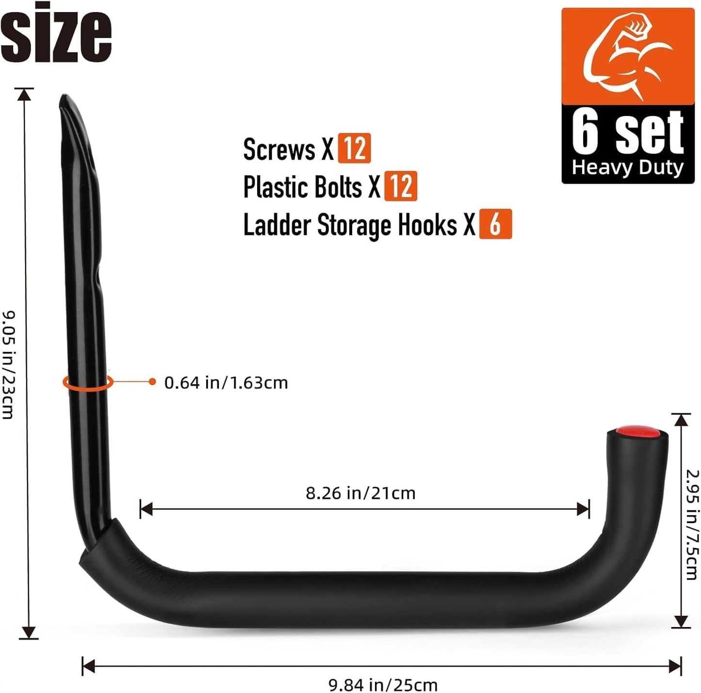 10er-Set Garagenhaken-Set, 10 Stück - 9.8 "(25 x 23 cm)