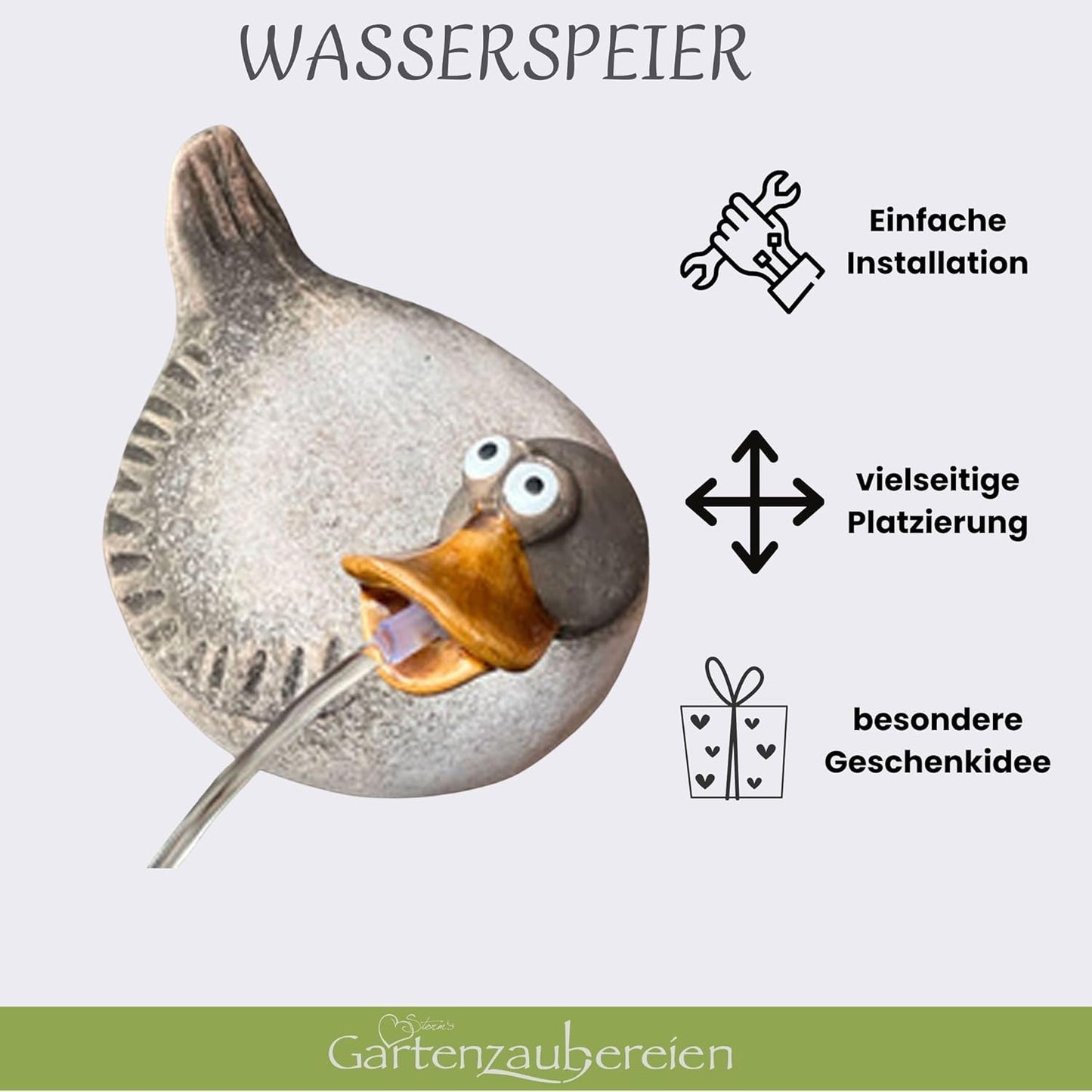 Solar-Wasserspeier Ente
