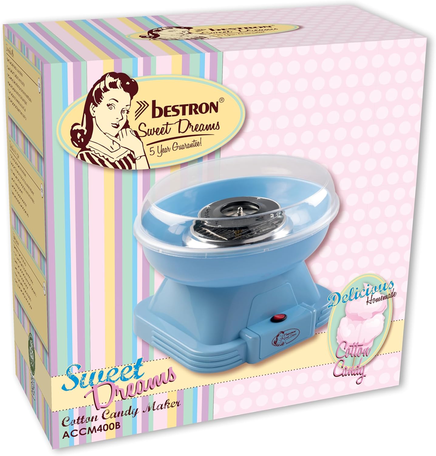 Zuckerwattenmaschine mit Zubehör-Set, Blau