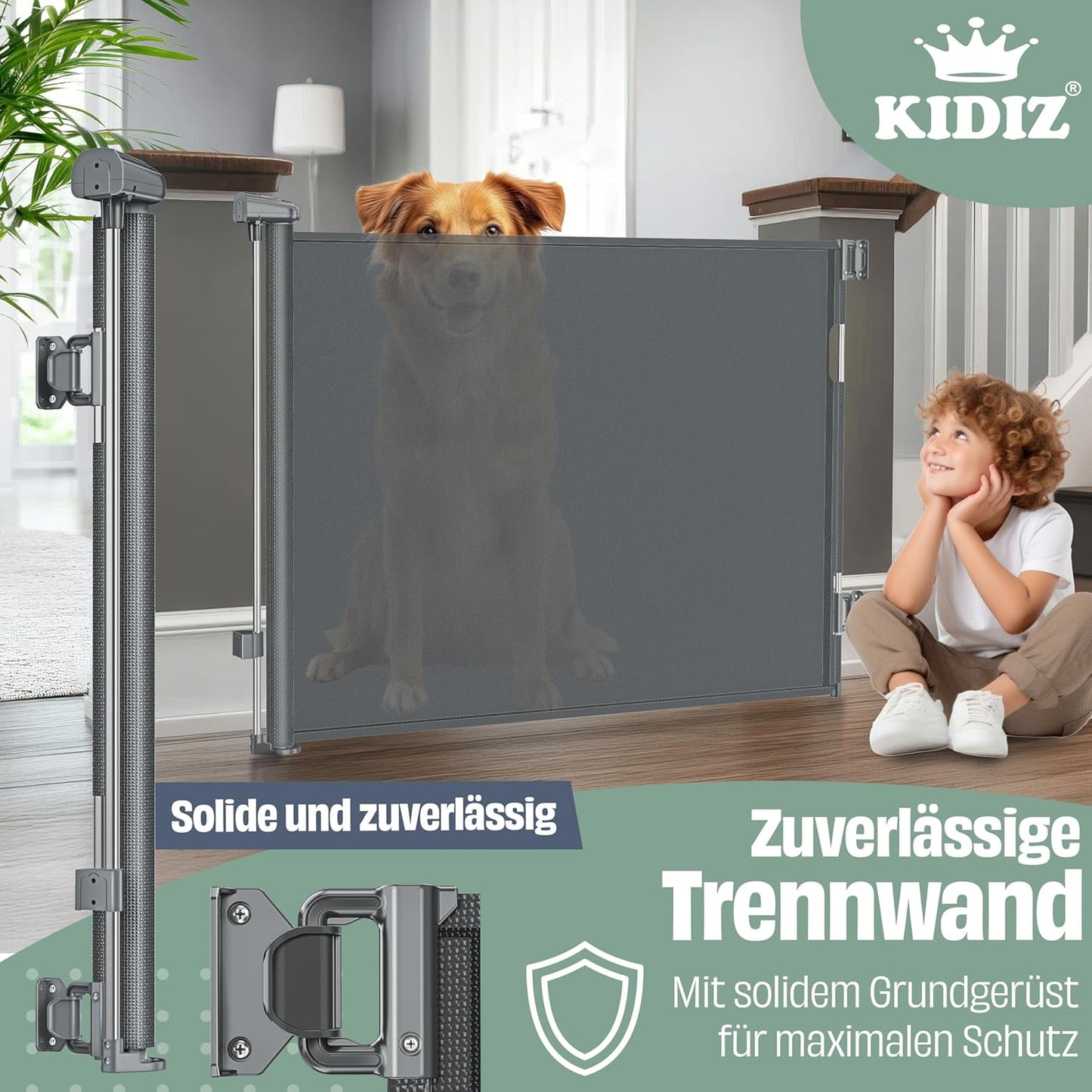 Ausziehbares Treppenschutzgitter, 0-180cm Anthrazit