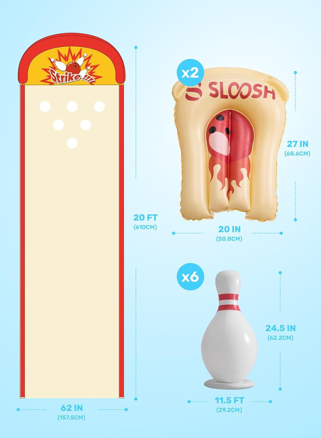 Wasserrutsche mit Bowling-Set