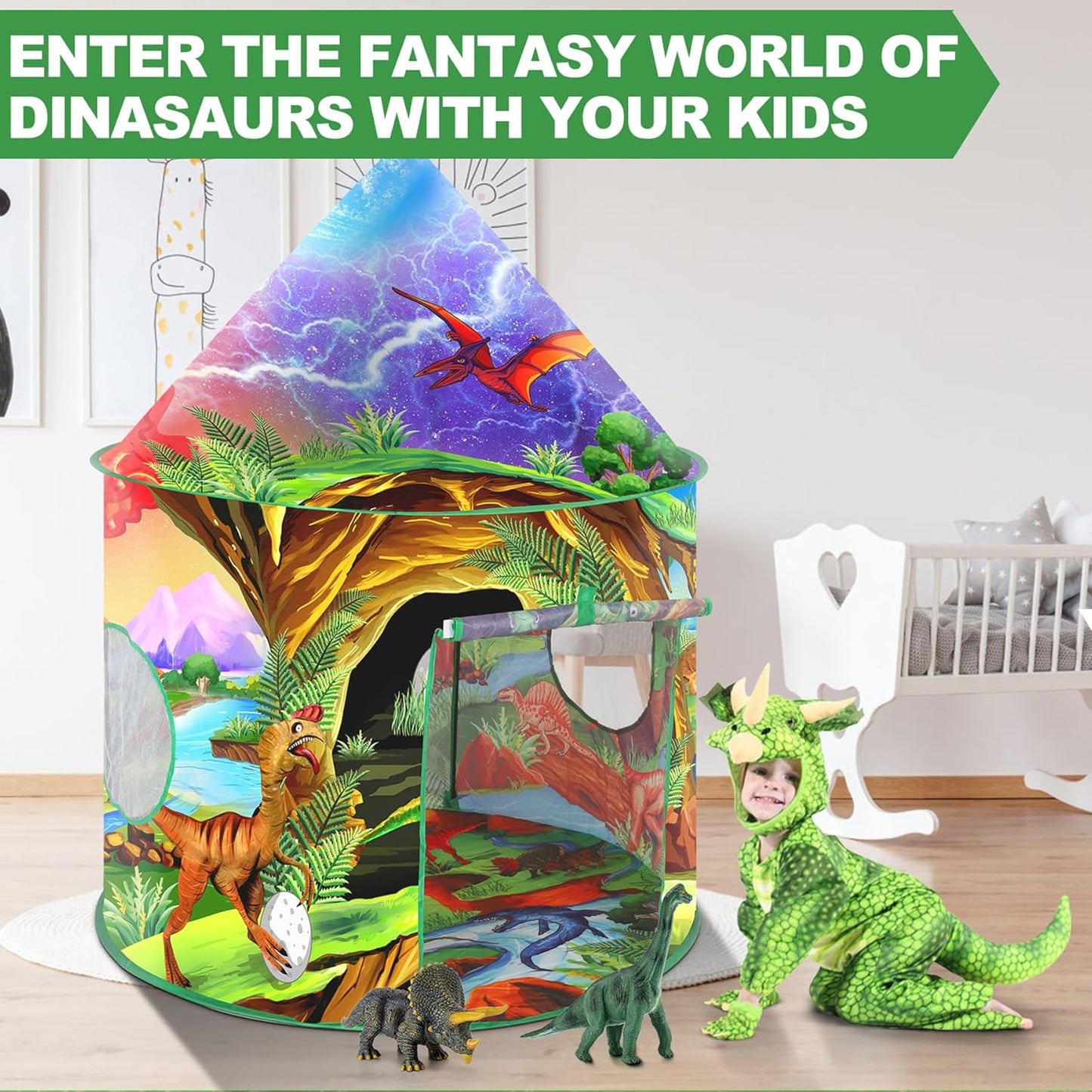 Dinosaurier Kinderzelt, grün
