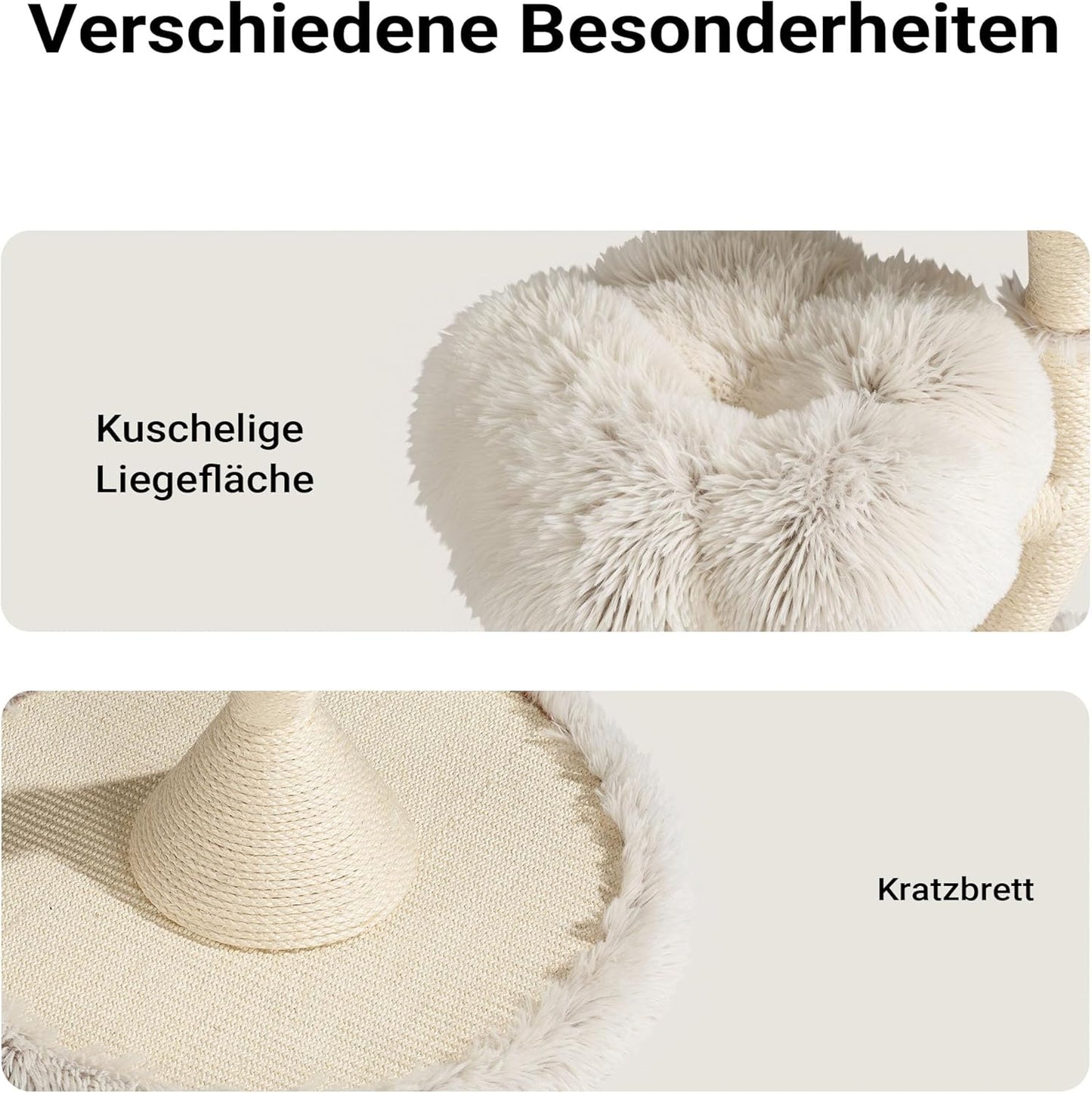 Designer Kratzbaum mit 3 Mulden, 3 Etagen, 125 cm
