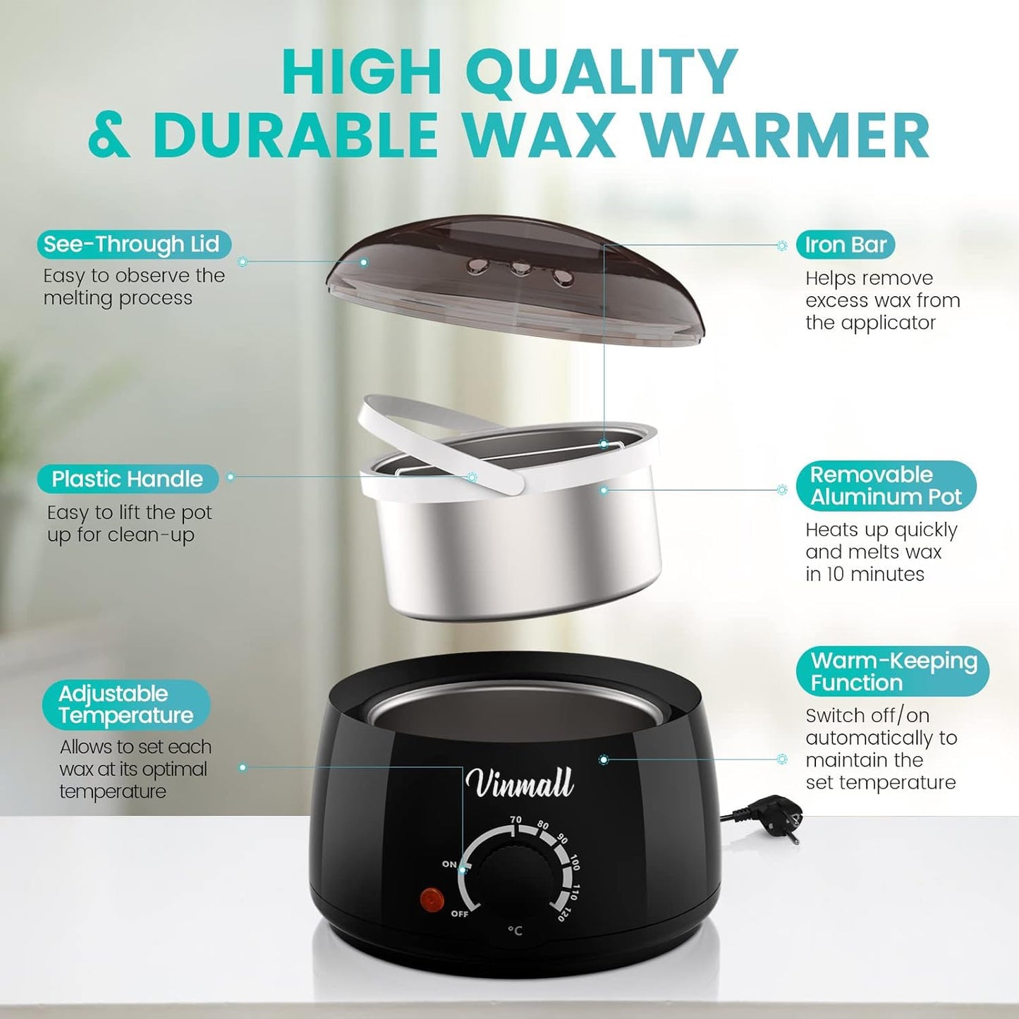 Warmwachsgerät mit Zubehör, Schwarz