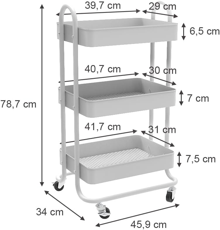 Rollcontainer Tron, Weiss 45,9x78,7x34 cm