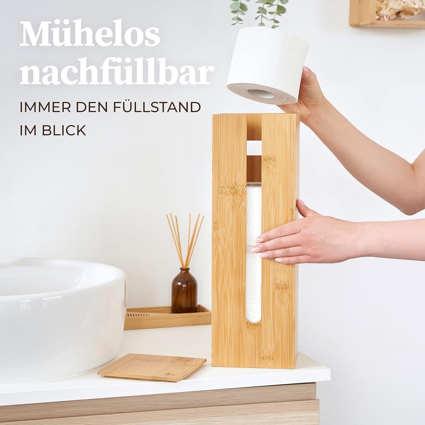 Toilettenpapierhalter Maria, Bambus Klorollenhalter