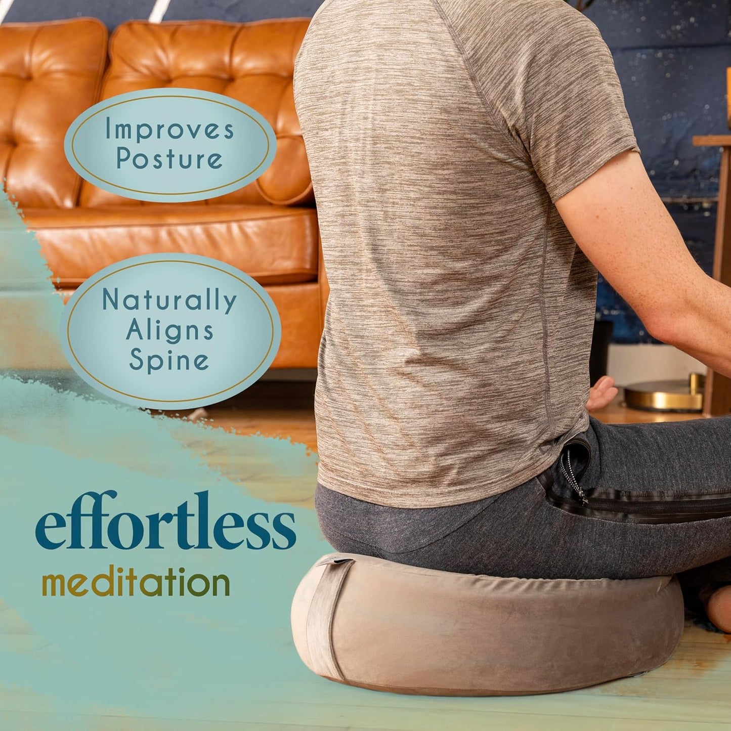 Grosses Samt-Meditationskissen, Ivory Green