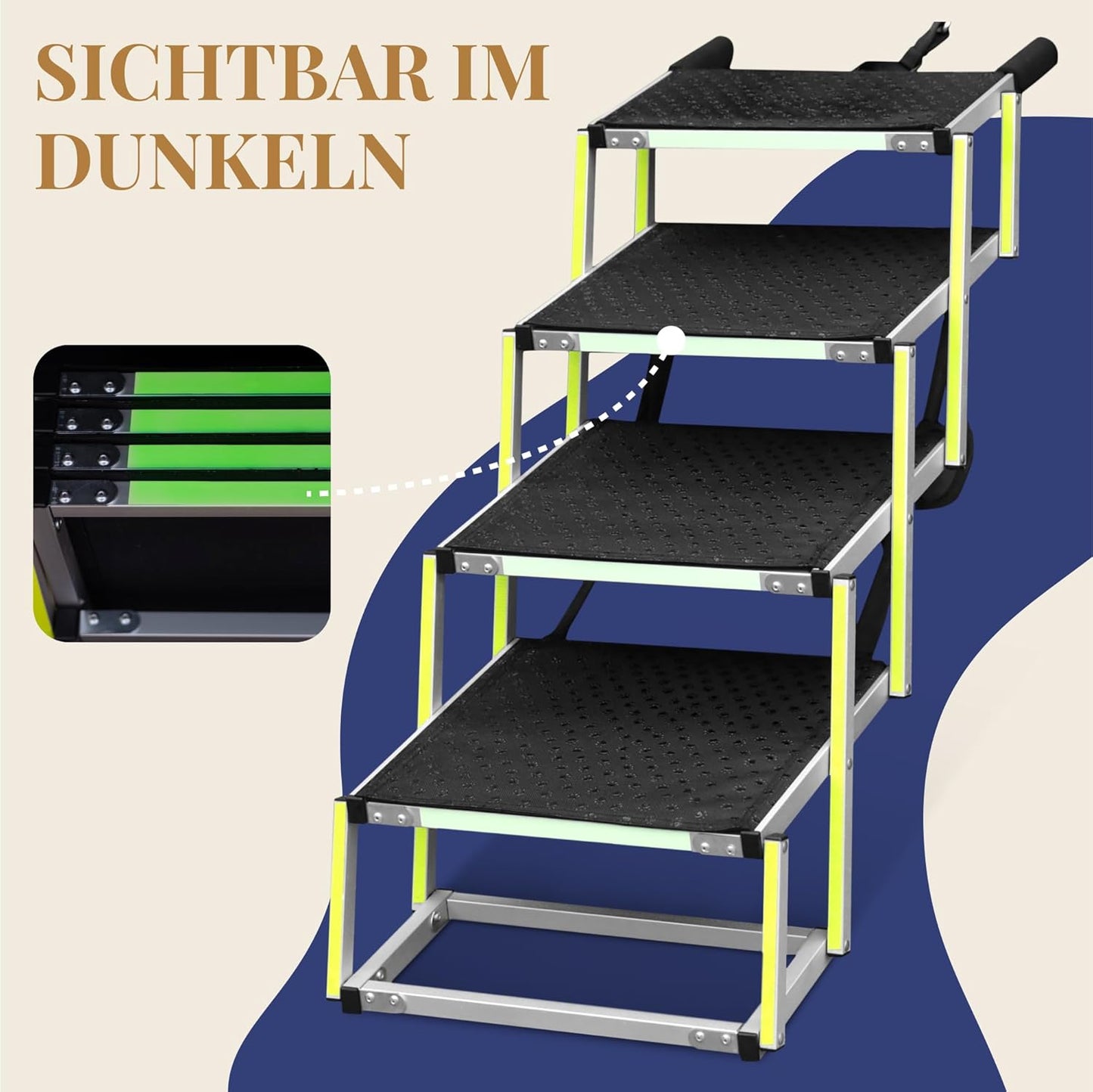 Faltbare Hundetreppe mit Antirutsch-Einsatz, 4