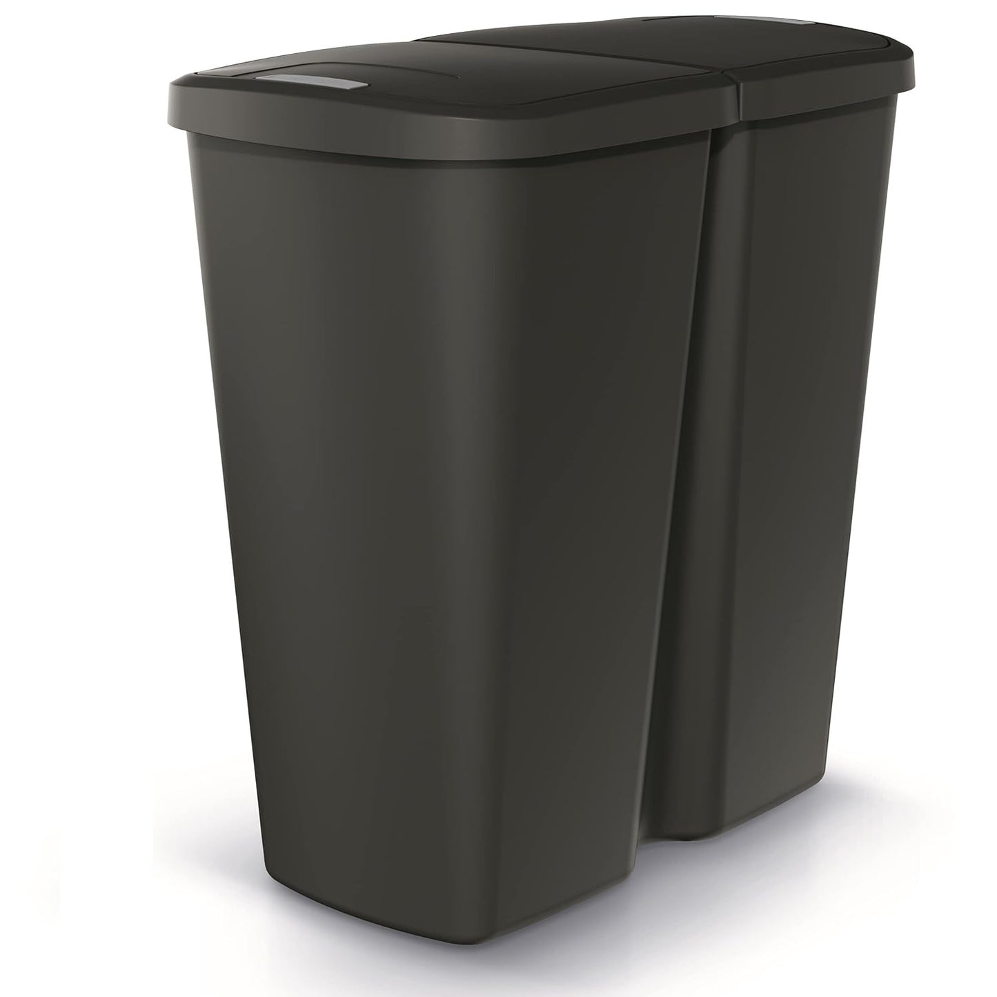 Mülleimer mit 2 Fächern (2x 25L) für Mülltrennung, Schwar-Schwarz