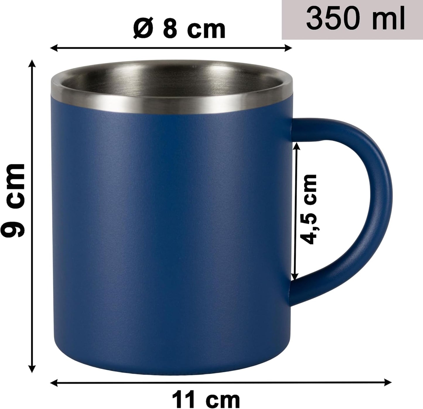 Melamin Geschirr Set für Camping (2 Personen), 2 Personen - Edelstahltassen Blau