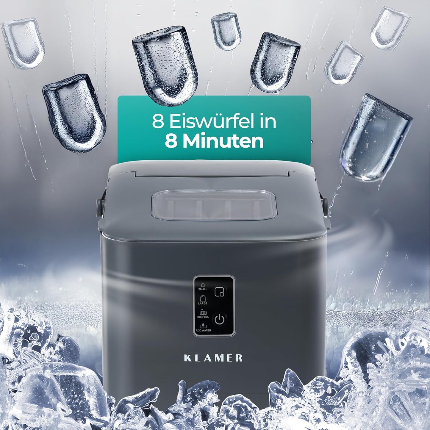 Eiswürfelmaschine, Grau 1L