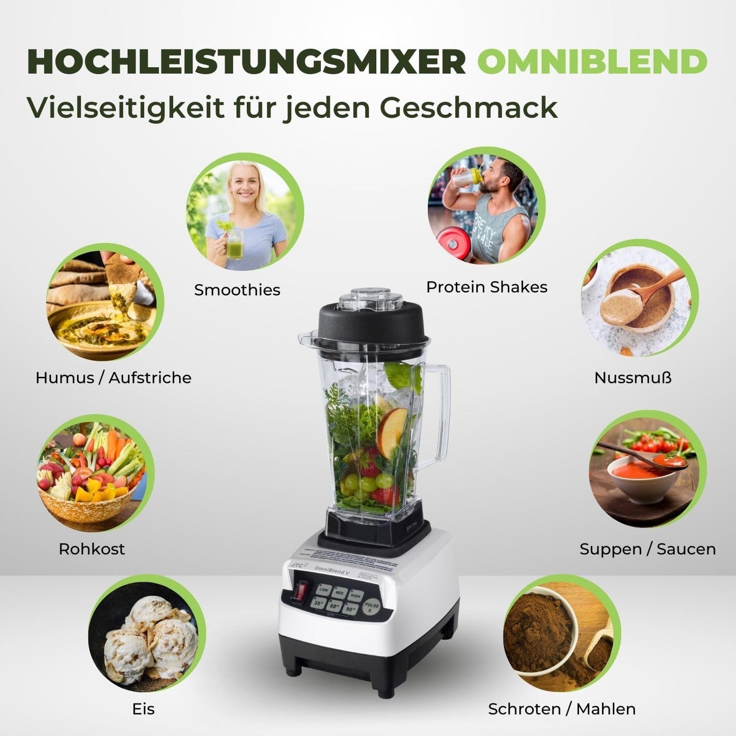 Smoothie Maker, 2L BPA-FREI Weiss