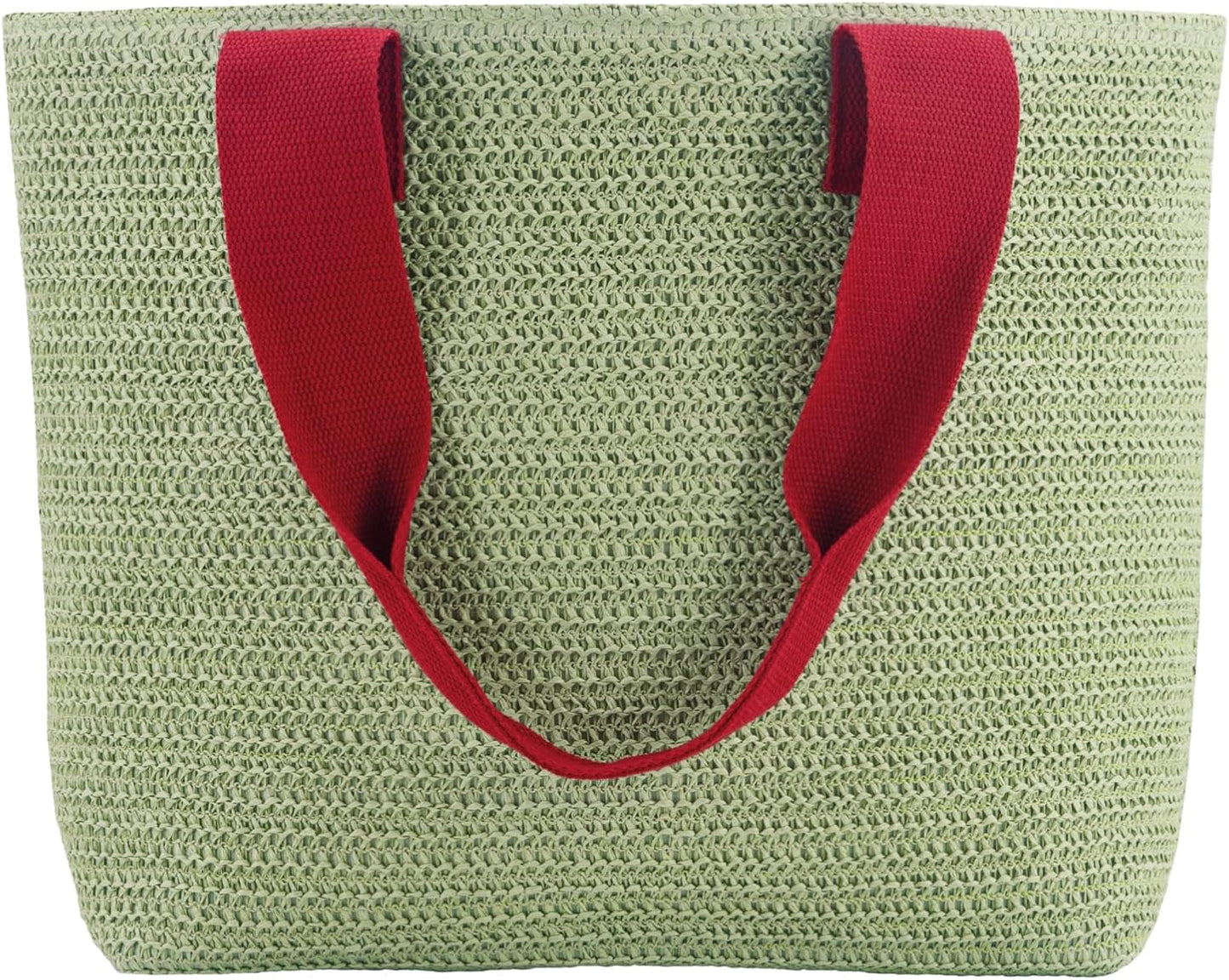 Korbtasche mit Druckknopf, Lime Green + Red Handle
