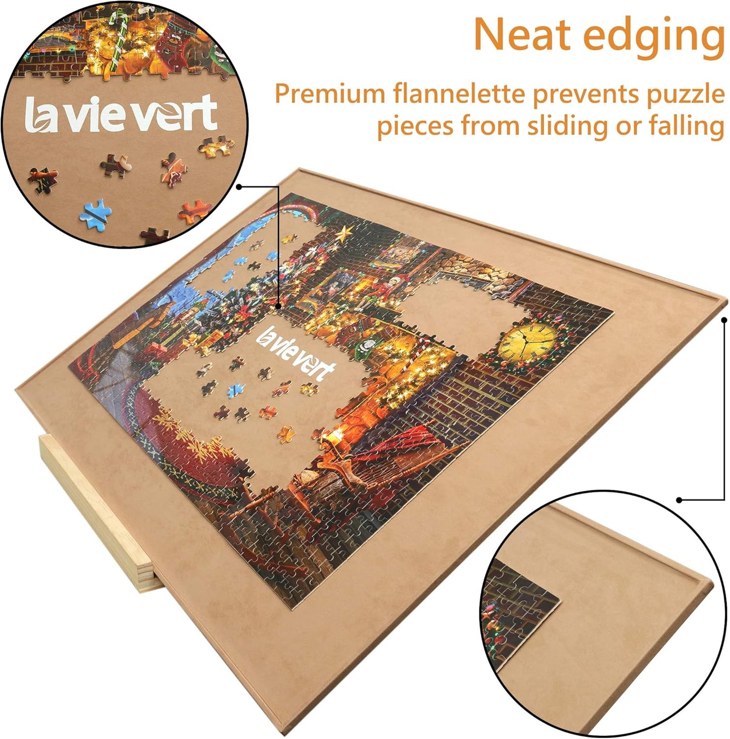 Holzpuzzlebrett für bis zu 1500 Teile, Khaki