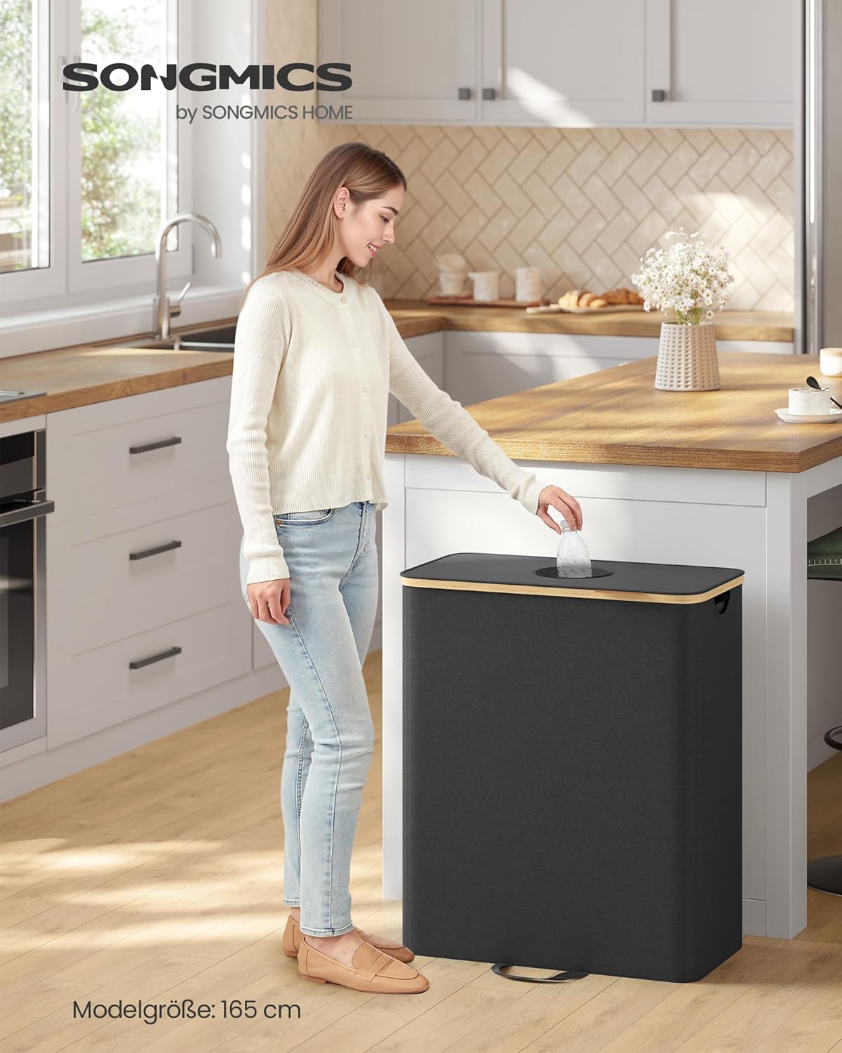 Pfandflaschen-Sammelbehälter, 135 L, Tintenschwarz + Naturbeige 135 L