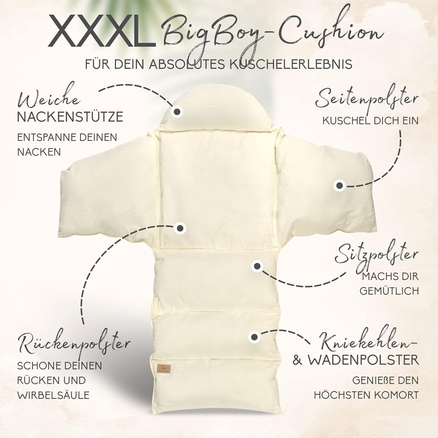 Hängesessel mit Korb & XXXL Kissen, Beige