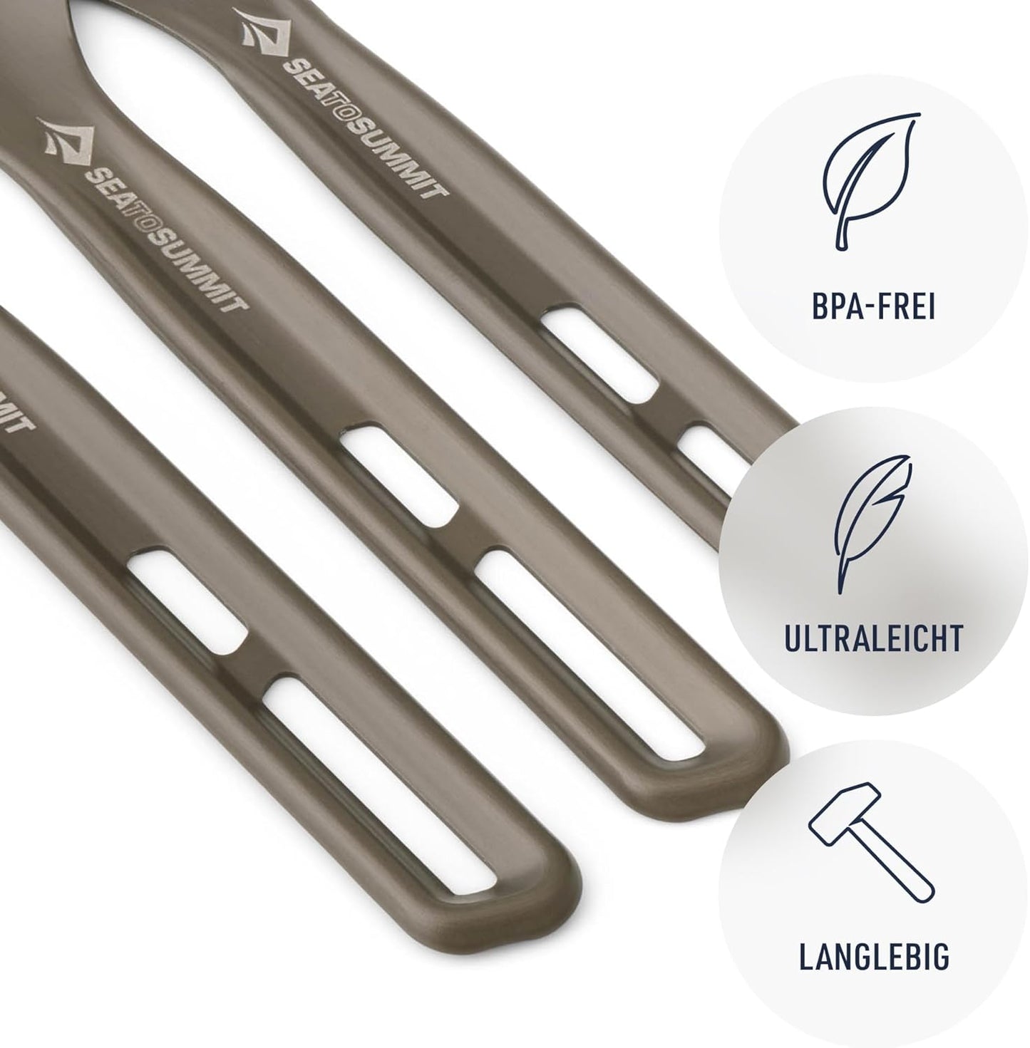 Ultraleichtes Camping-Besteckset (3-teilig), Fork, Spoon & Knife