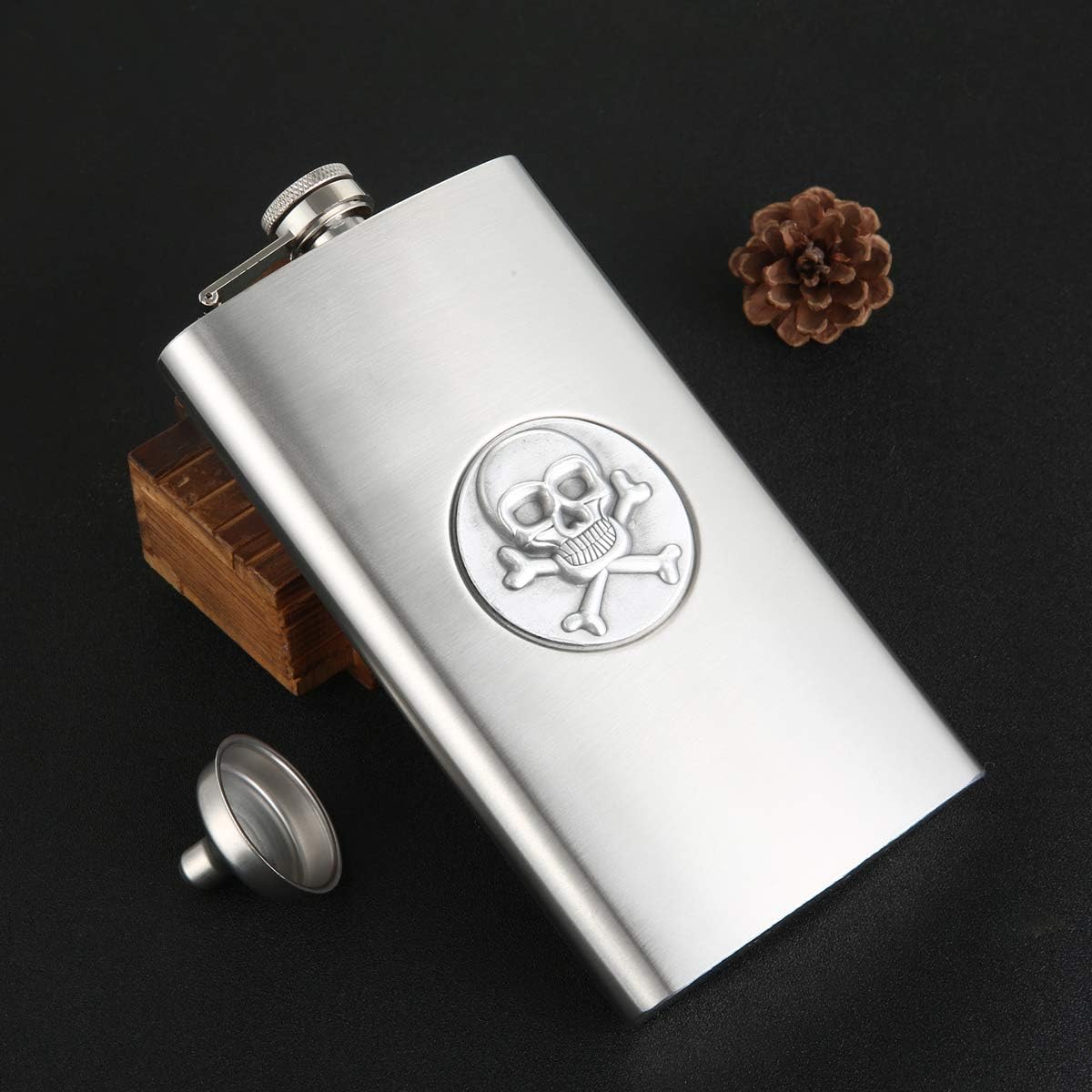 Flachmann mit Totenkopf-Muster, 12 oz E. Totenkopf-muster