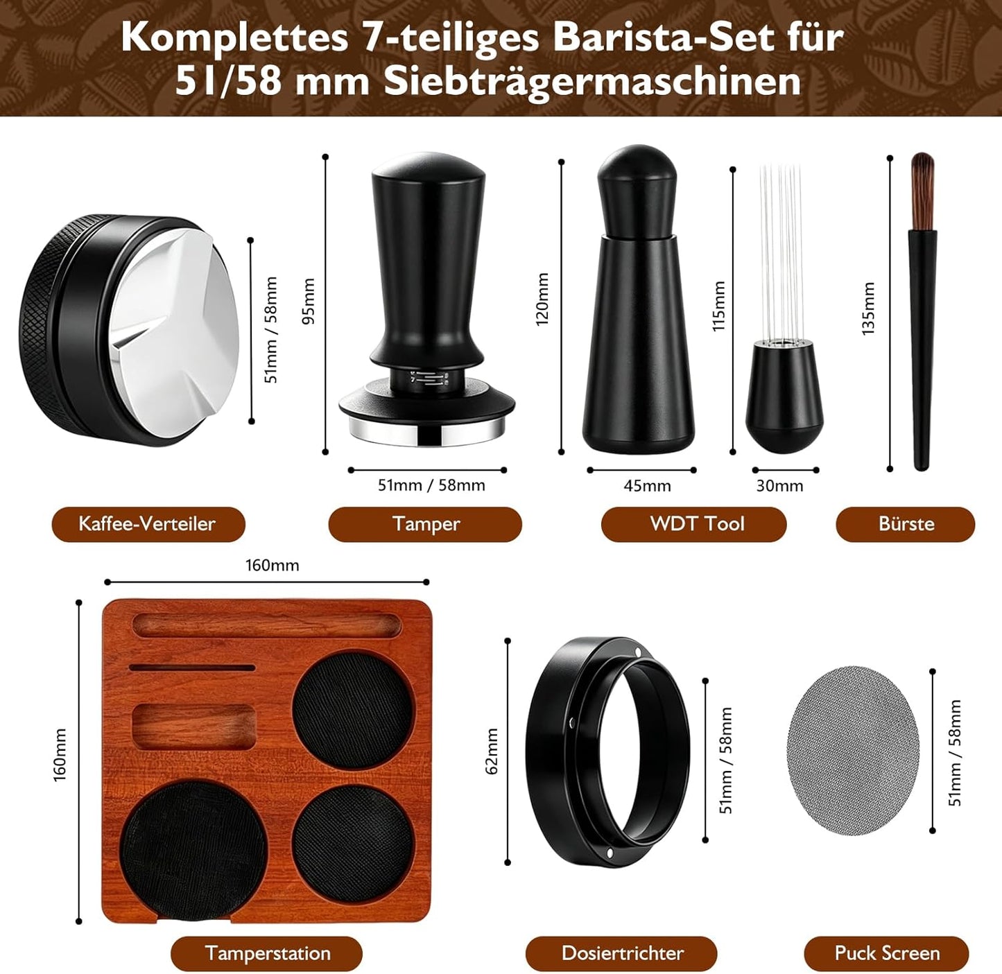7-teiliges Tamper-Set, 51mm