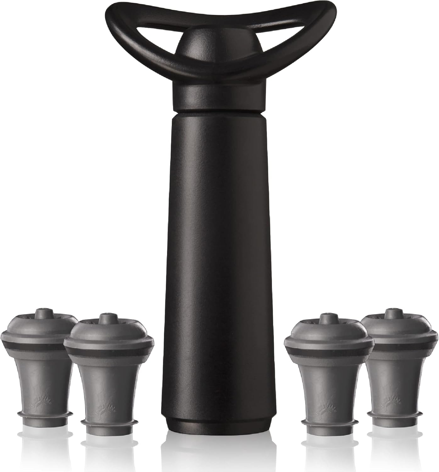 Weinpumpe Concerto mit Stopper-Set mit Pumpe und Stopfen, 1 Pumpe 4 Stopfen Schwarz