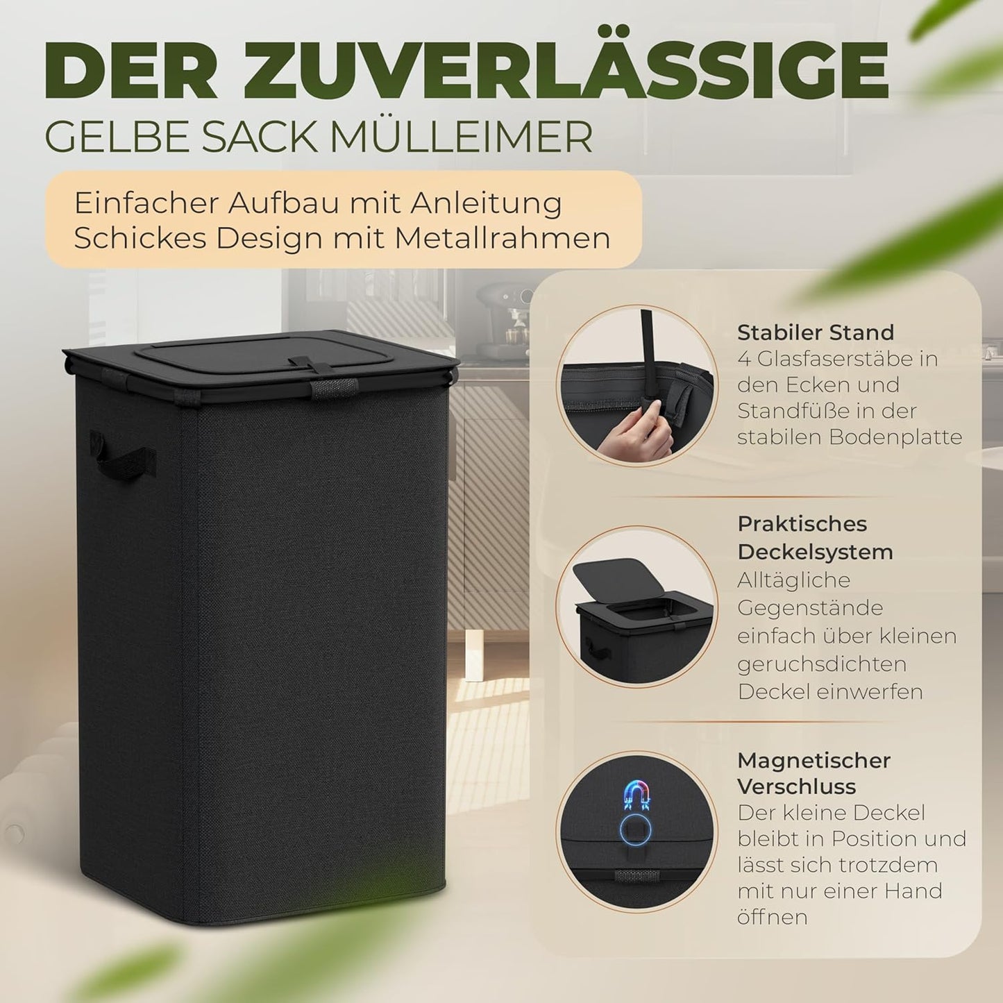 Müllsackständer, Schwarz Schwarz