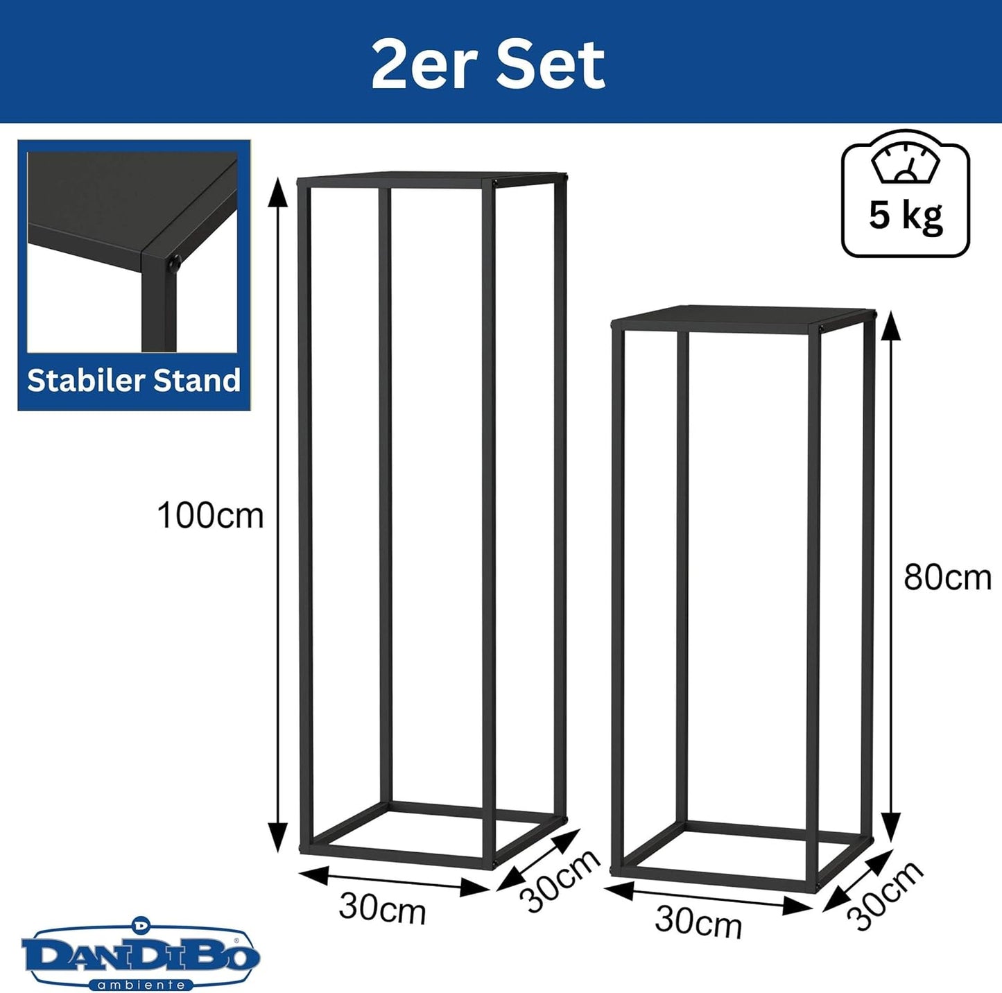 2er-Set Pflanzenständer, 80 cm und 100 cm (2 Stück)